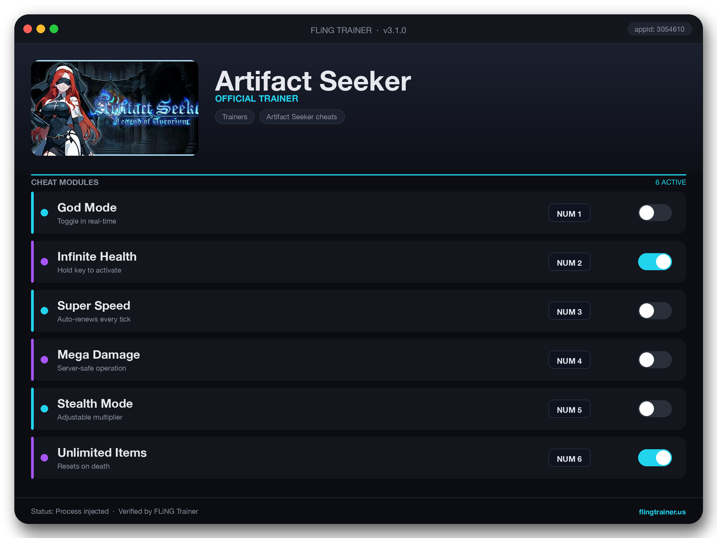Artifact Seeker Trainer interface