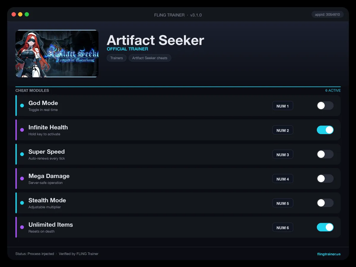 Artifact Seeker Trainer interface