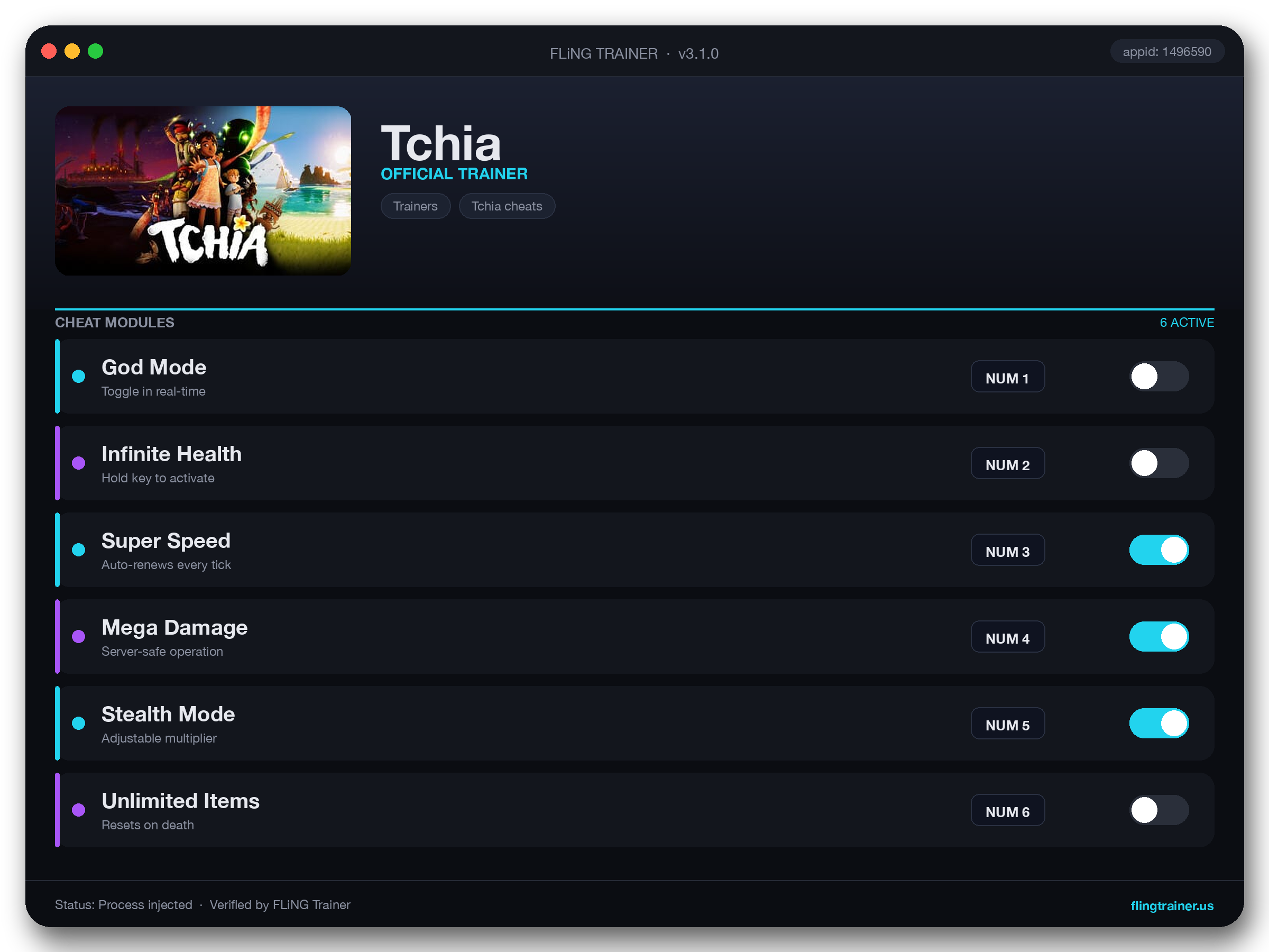 Tchia Trainer interface