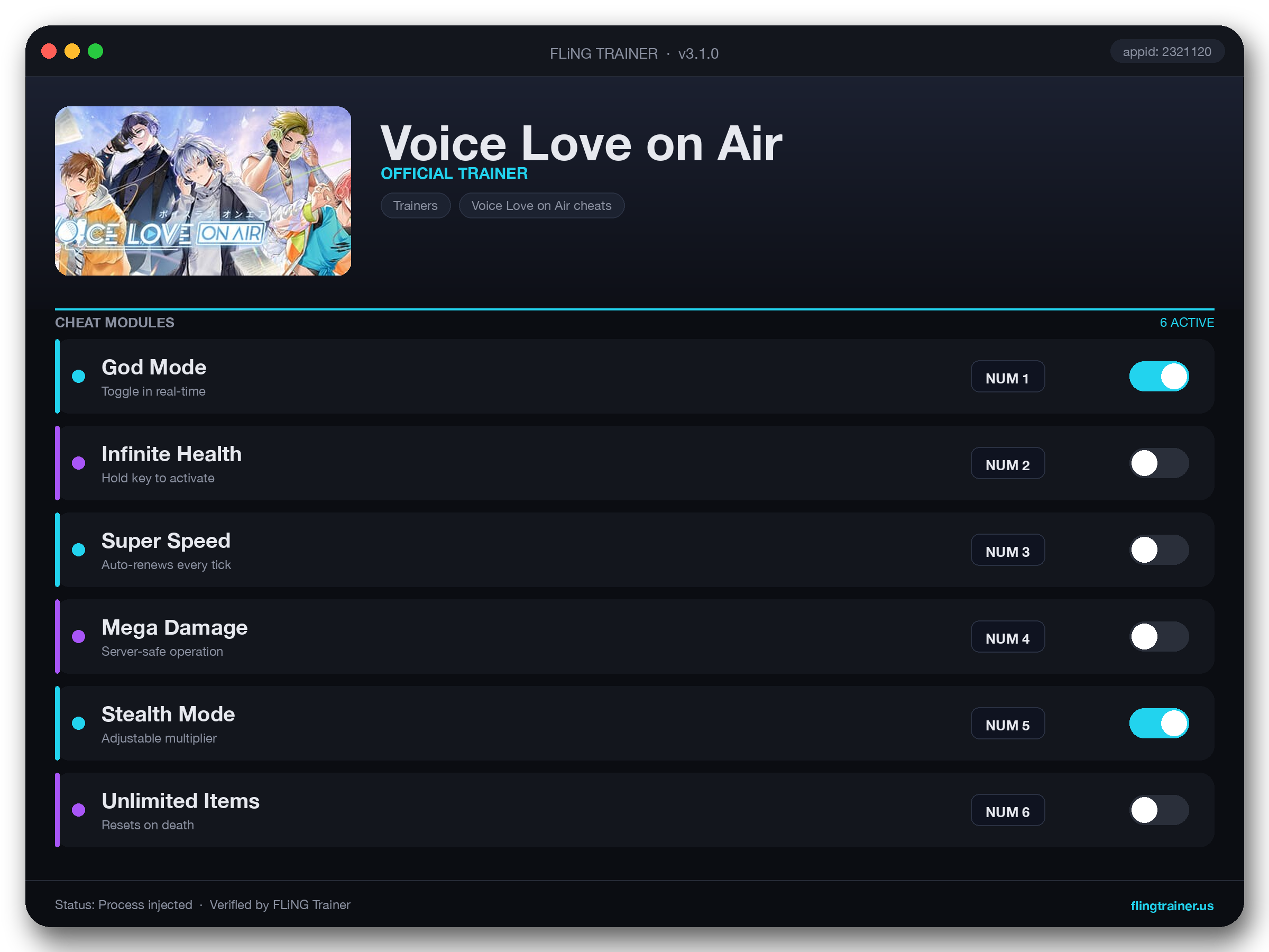 Voice Love on Air Trainer interface