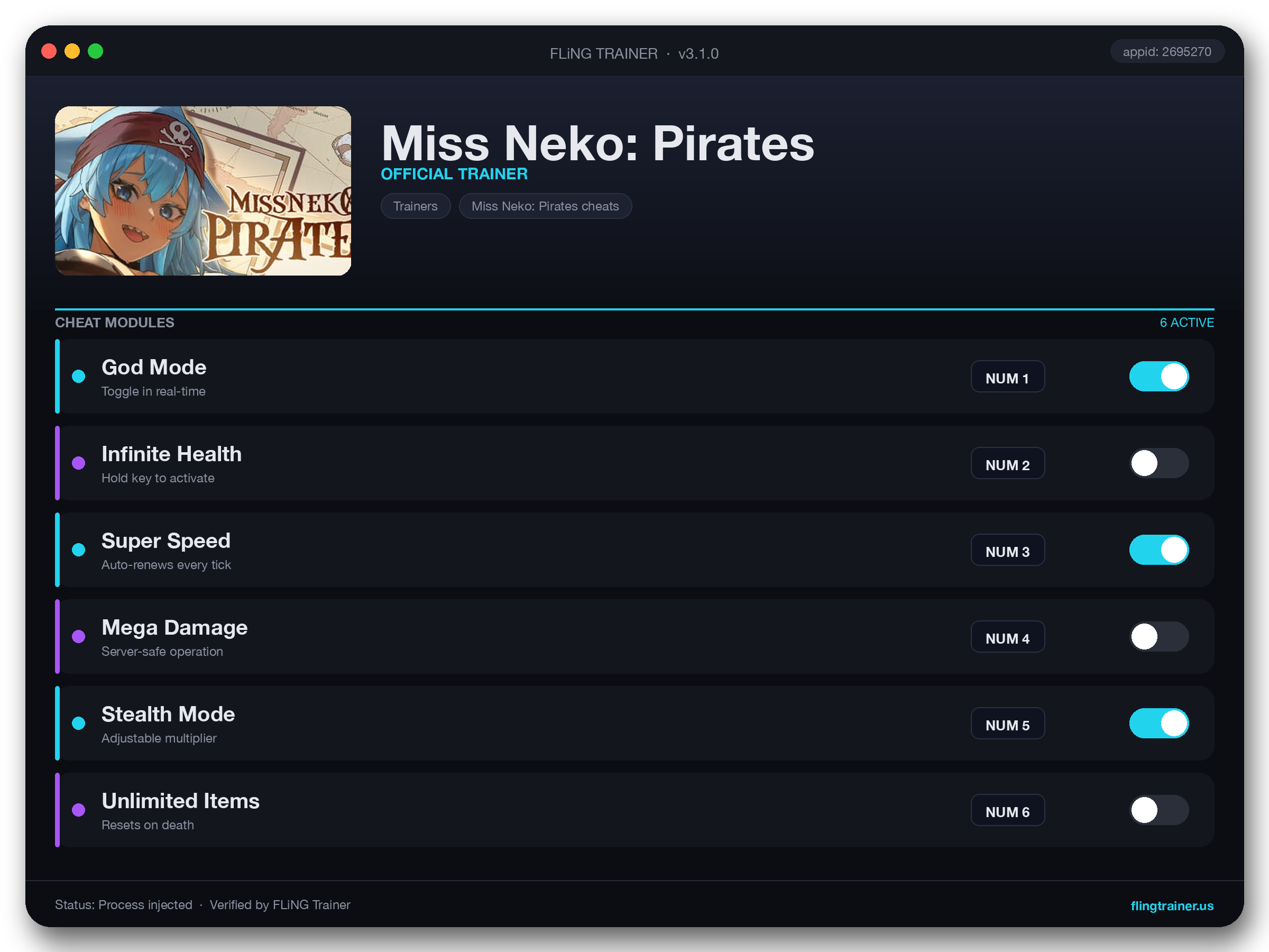Miss Neko: Pirates Trainer interface