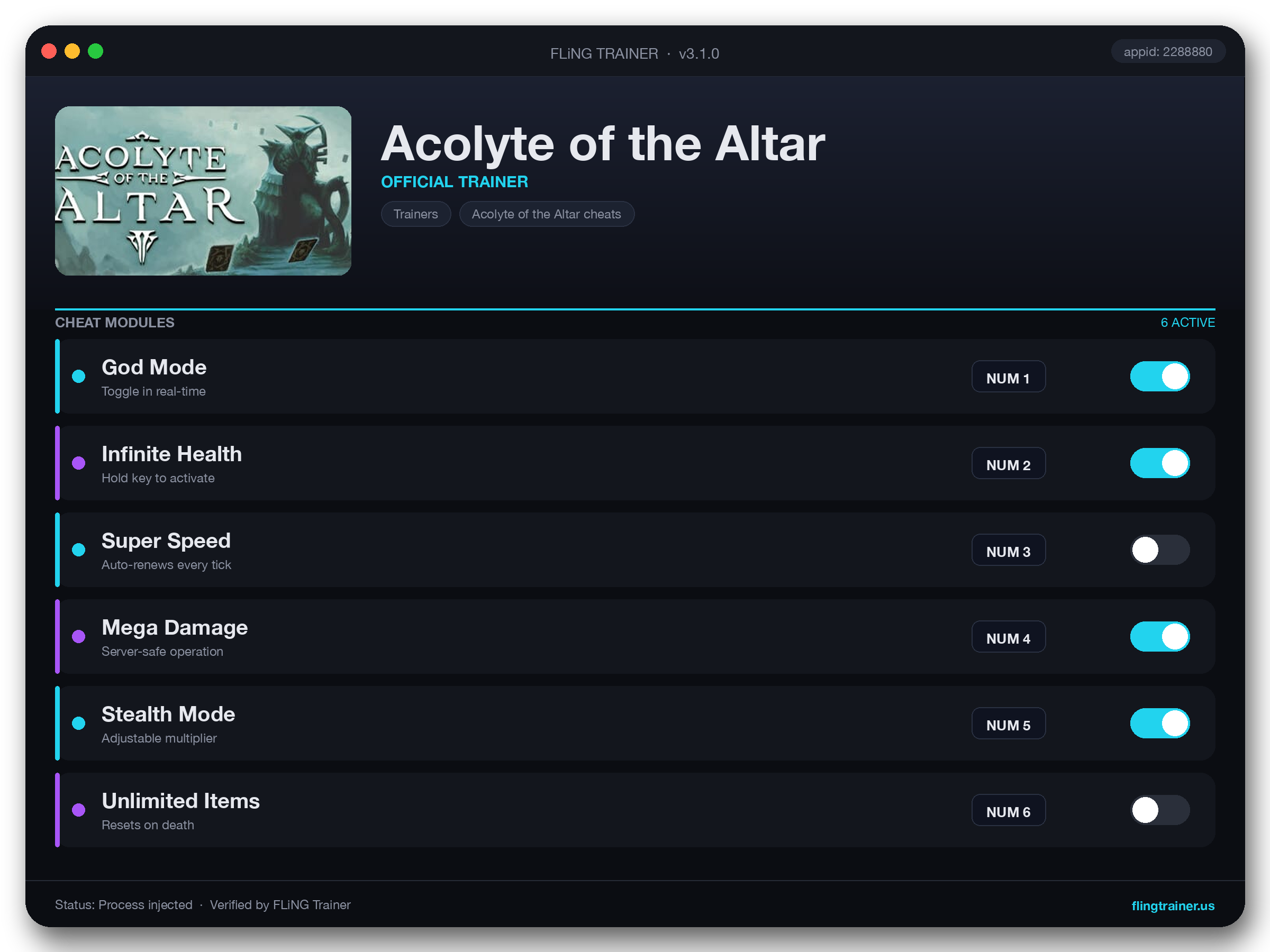 Acolyte of the Altar Trainer interface
