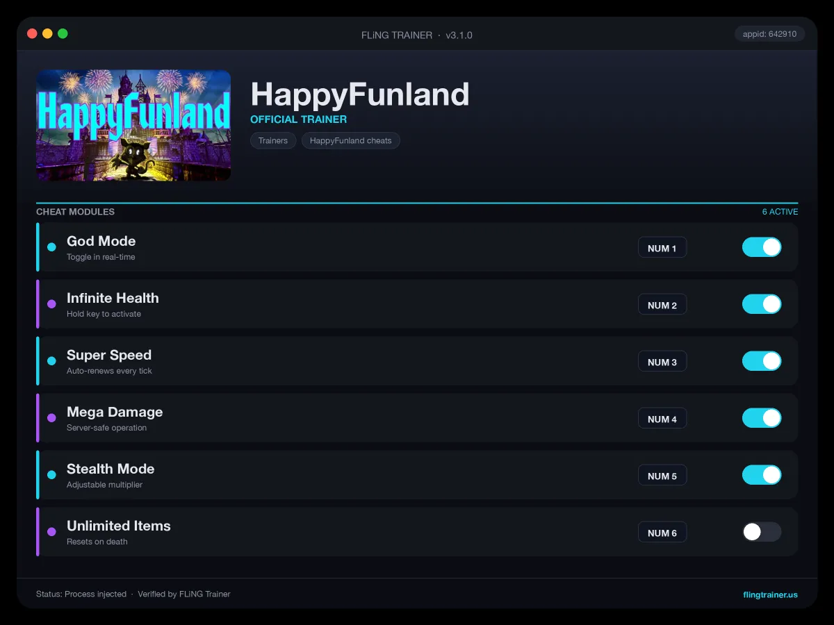 HappyFunland Trainer interface
