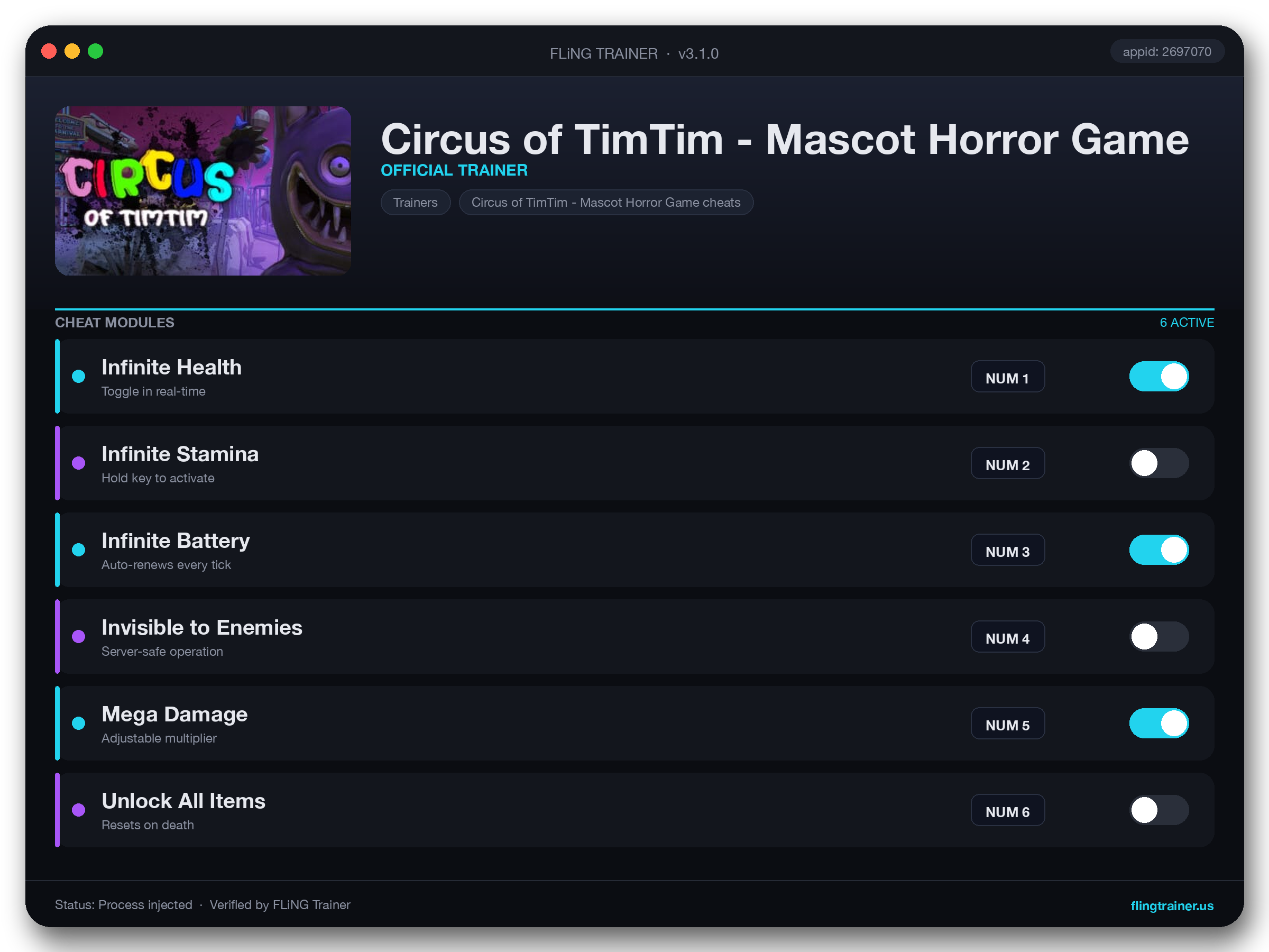 Circus of TimTim - Mascot Horror Game Trainer interface