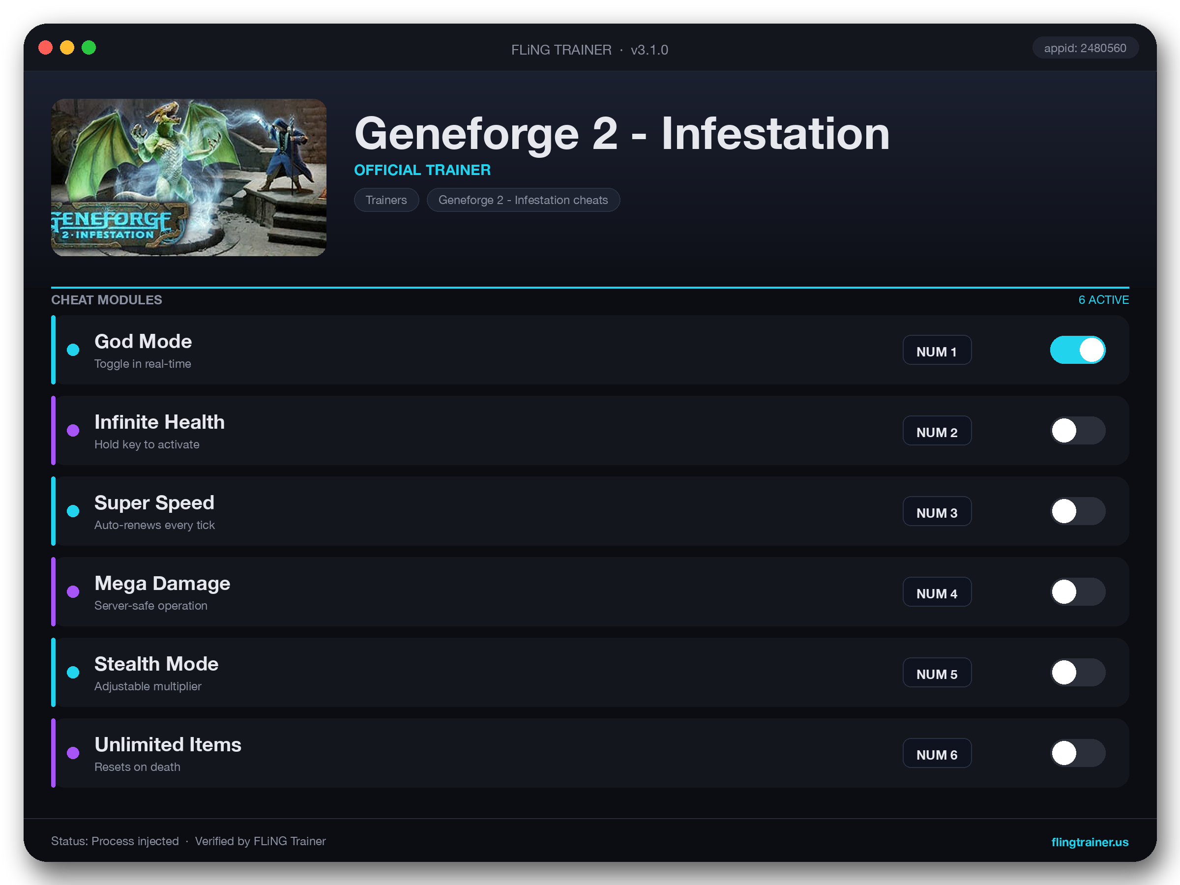 Geneforge 2 - Infestation Trainer interface