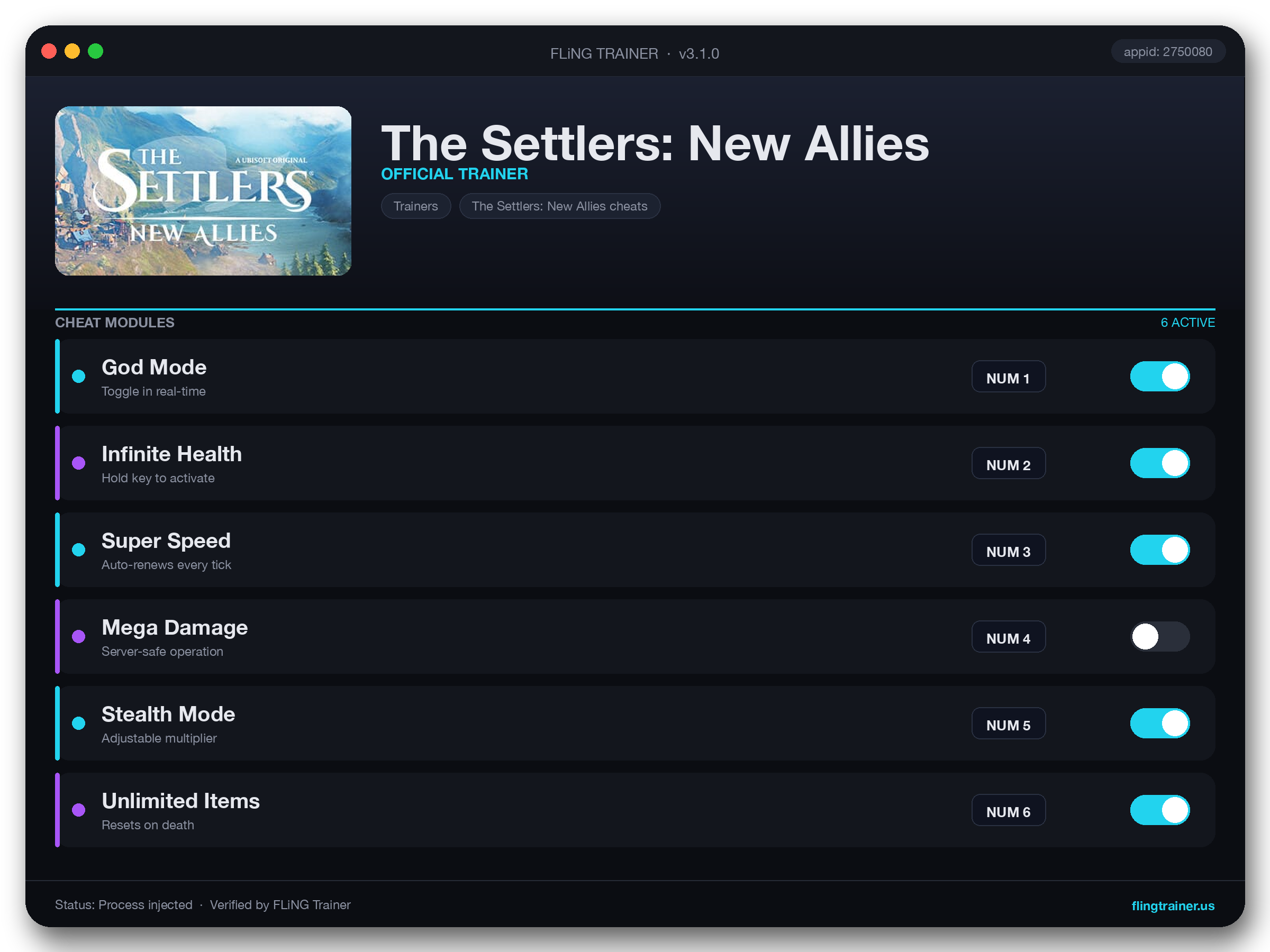The Settlers: New Allies Trainer interface