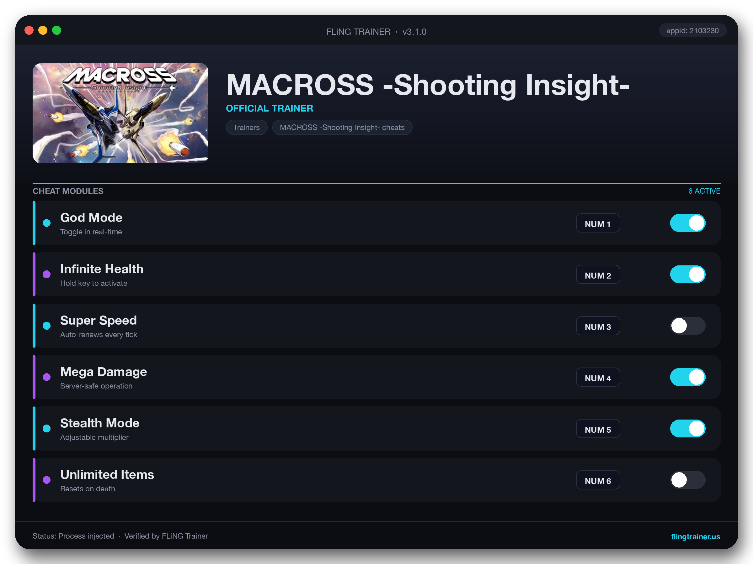 MACROSS -Shooting Insight- Trainer interface