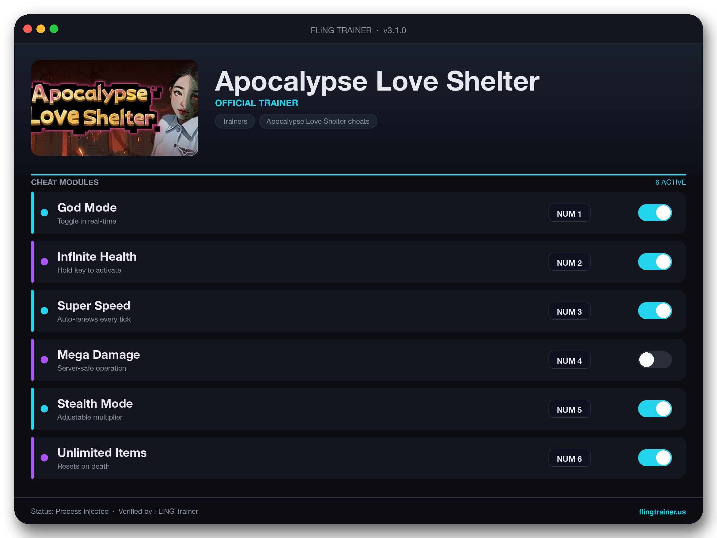 Apocalypse Love Shelter Trainer interface