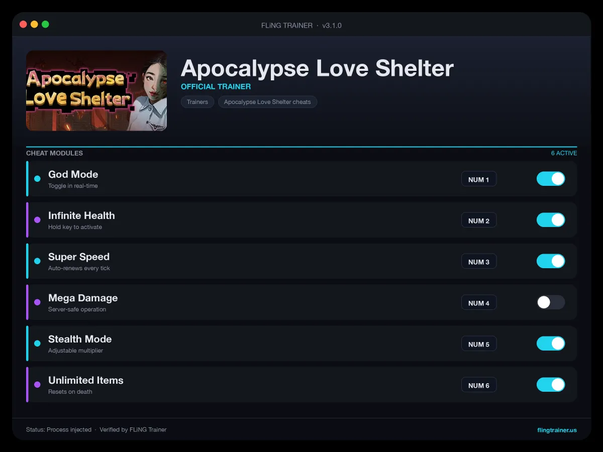 Apocalypse Love Shelter Trainer interface