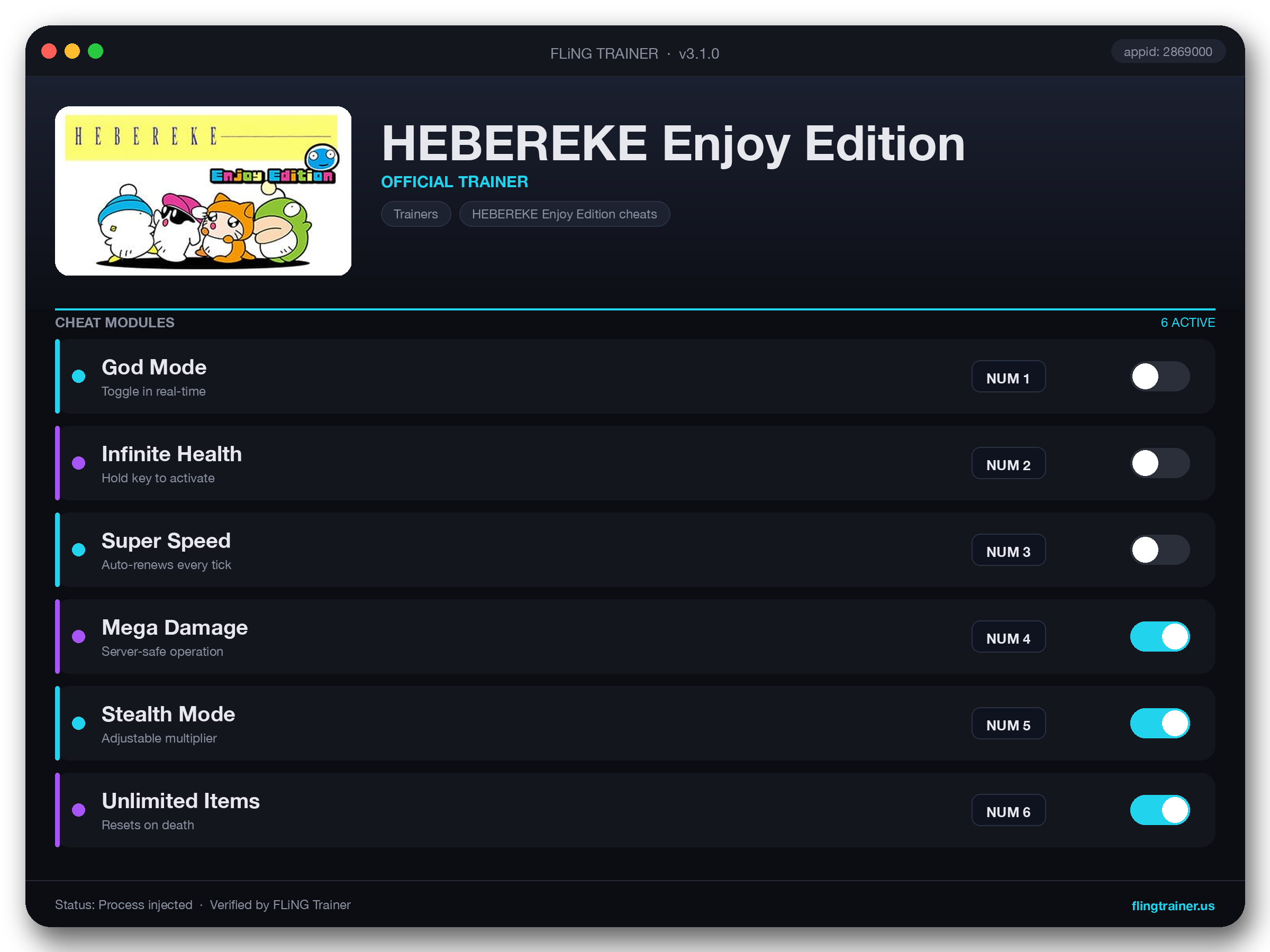 HEBEREKE Enjoy Edition Trainer interface