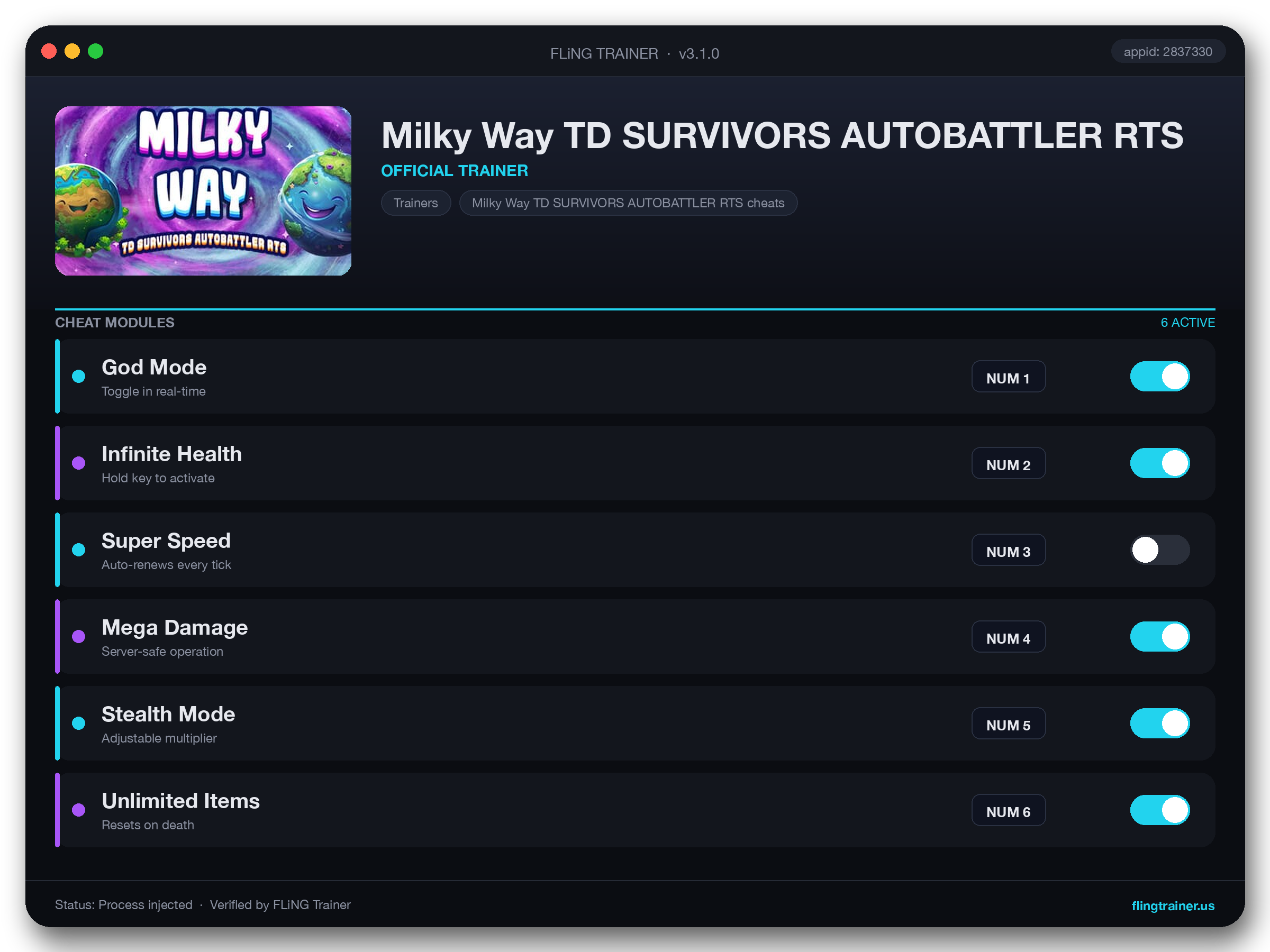 Milky Way TD SURVIVORS AUTOBATTLER RTS Trainer interface