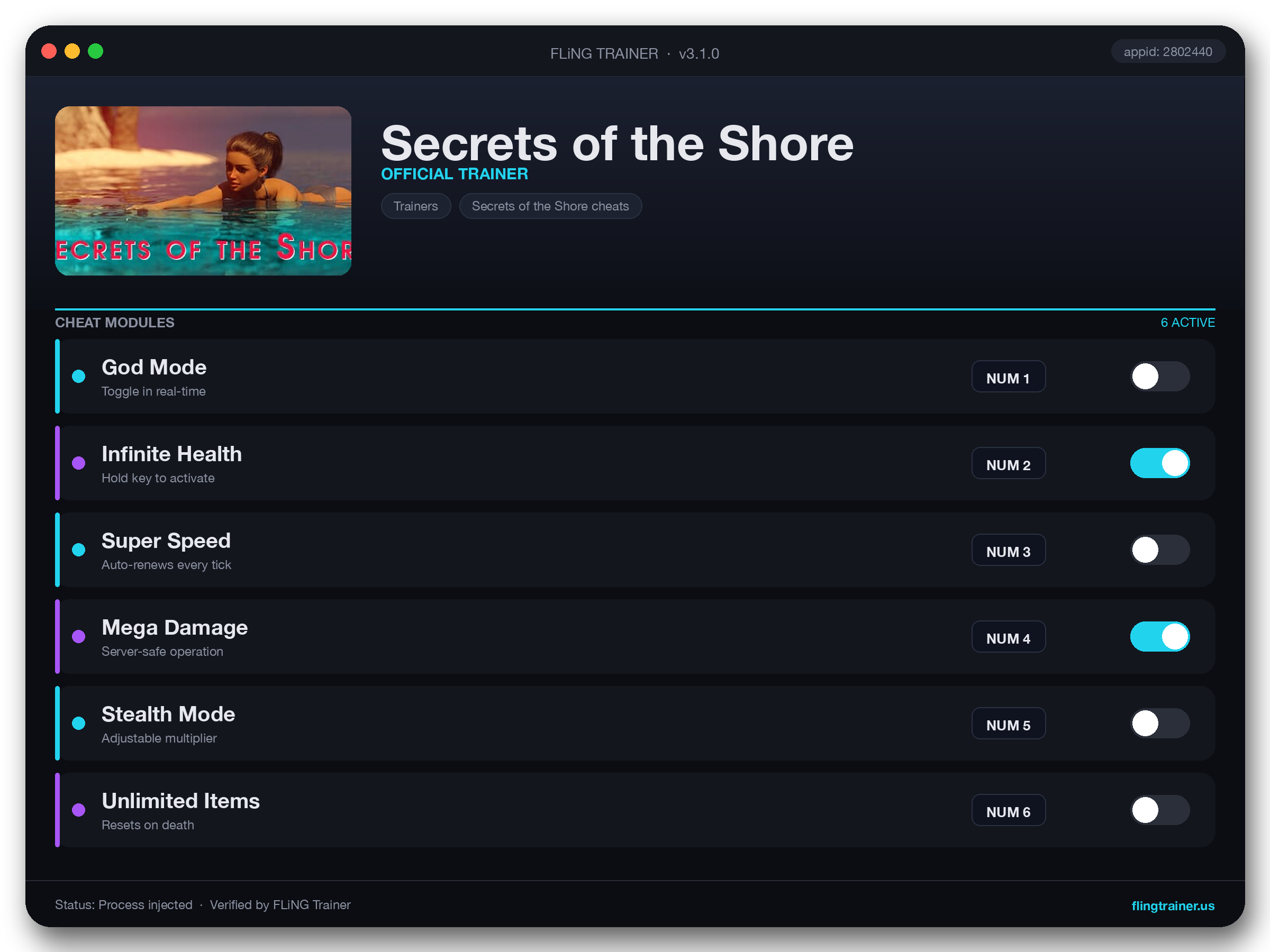 Secrets of the Shore Trainer interface