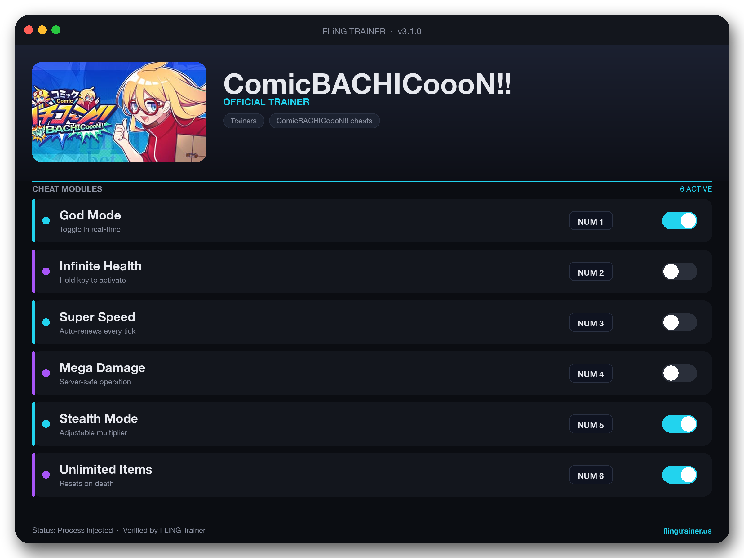 ComicBACHICoooN!! Trainer interface