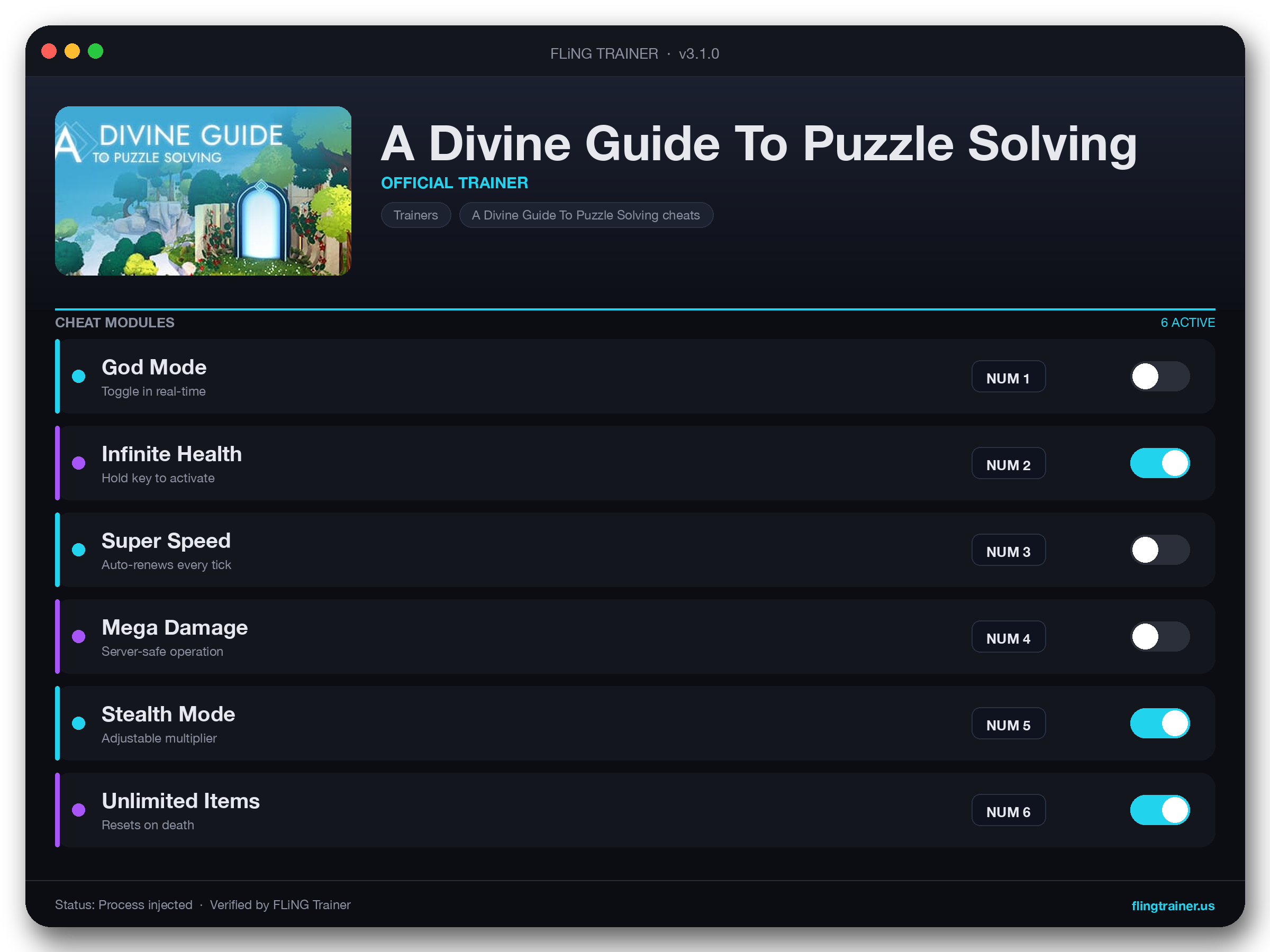 A Divine Guide To Puzzle Solving Trainer interface