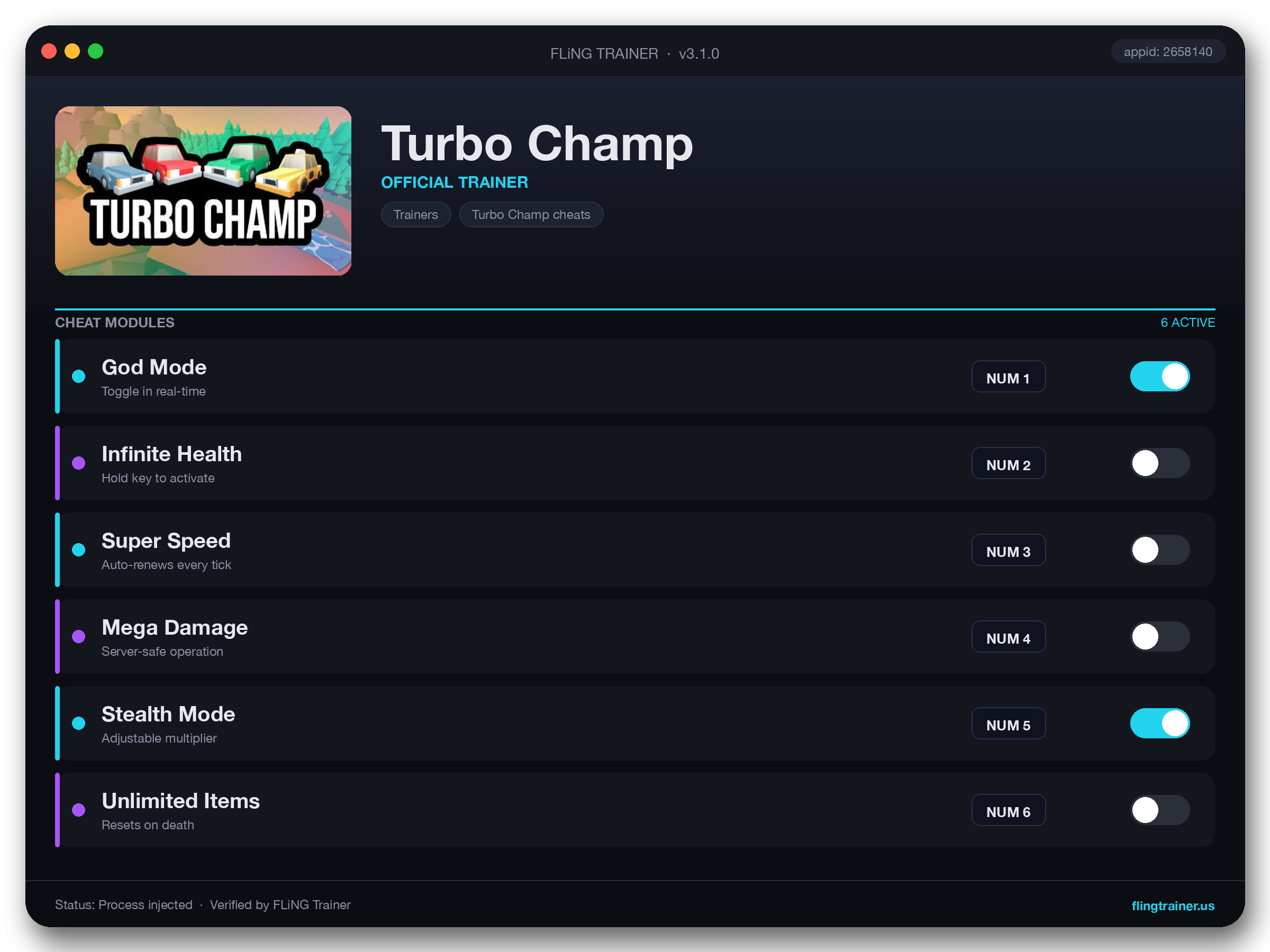 Turbo Champ Trainer interface