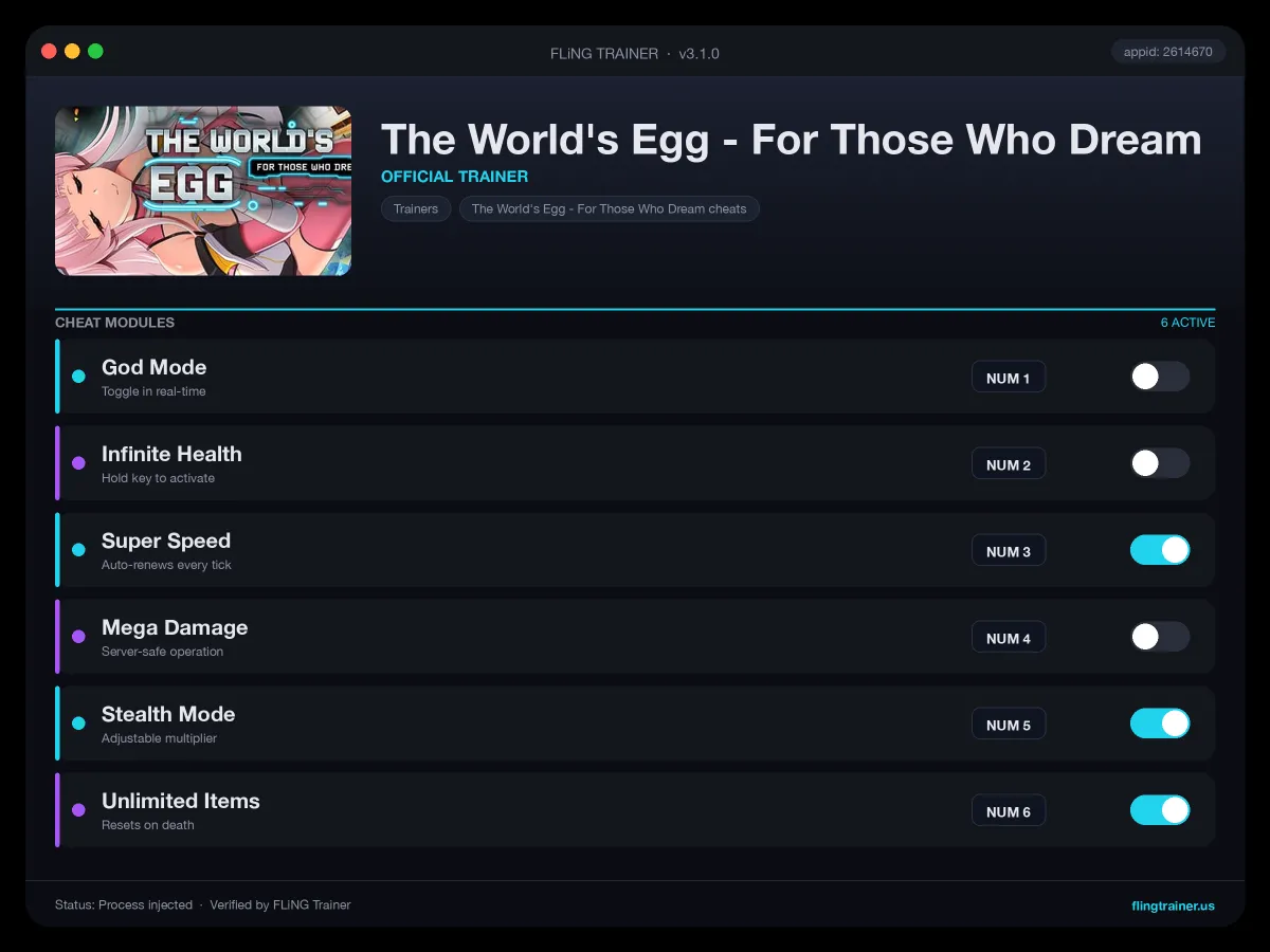 The World's Egg - For Those Who Dream Trainer interface