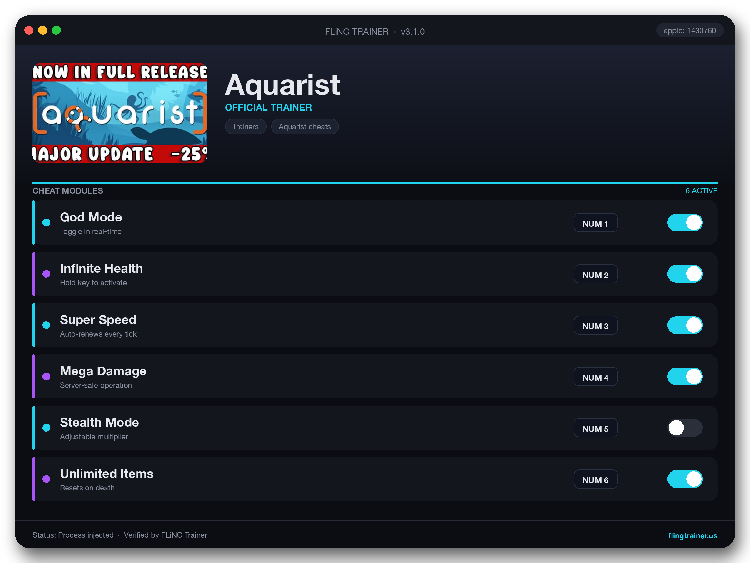 Aquarist Trainer interface