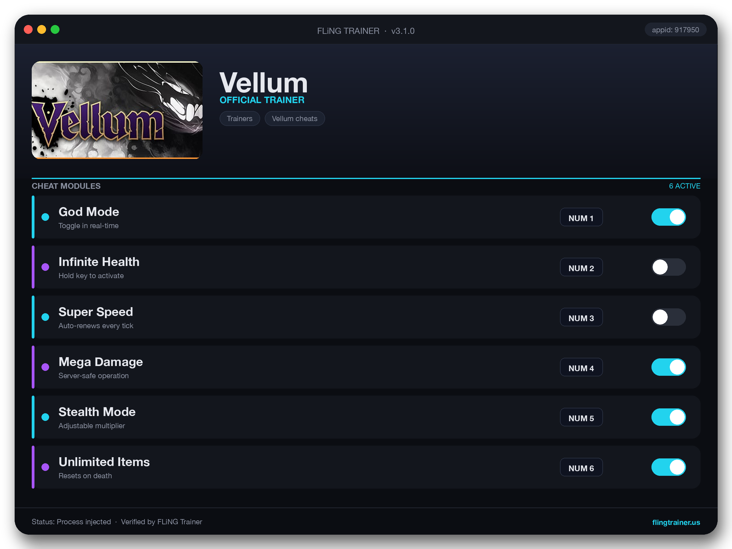 Vellum Trainer interface