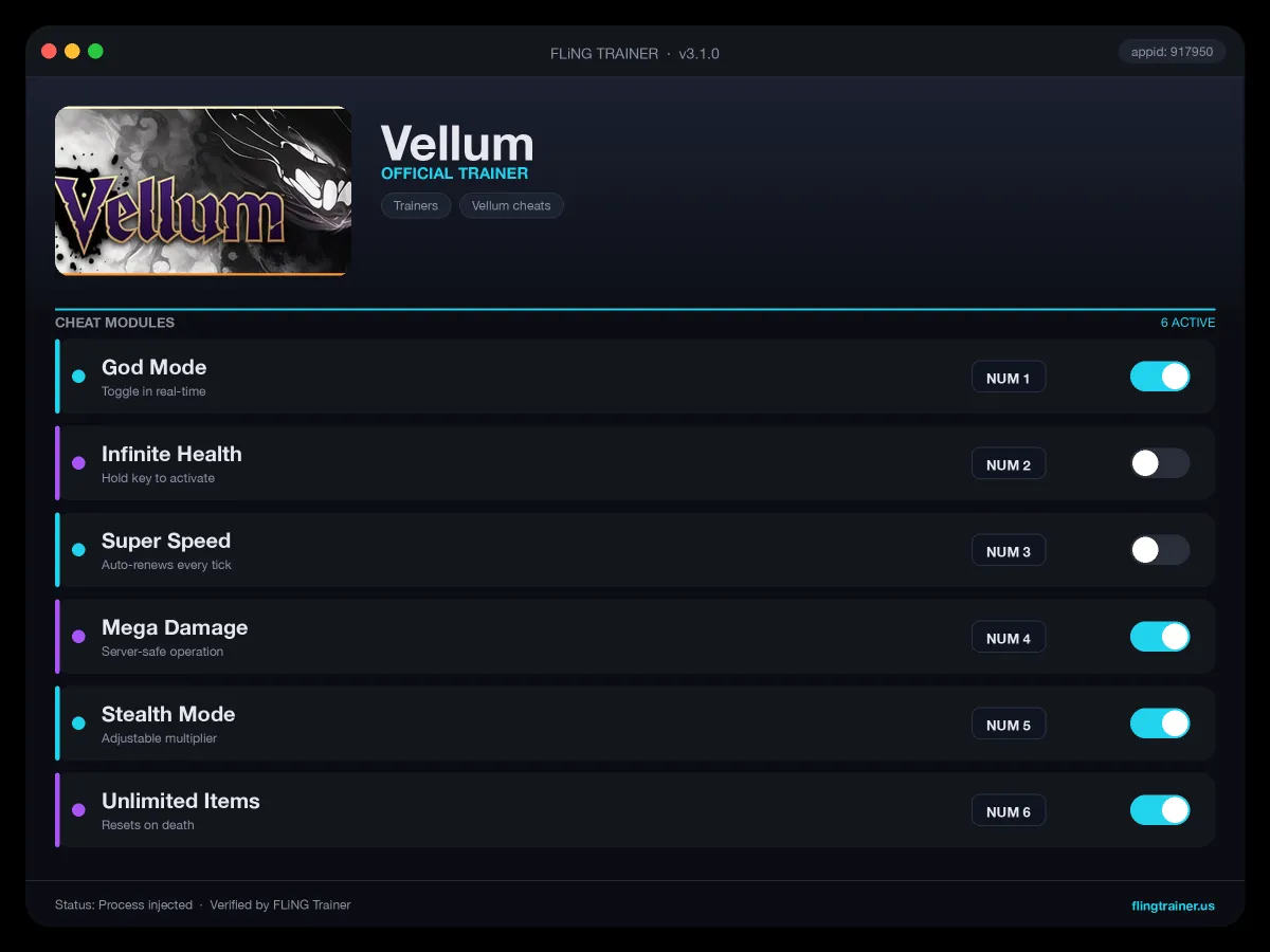 Vellum Trainer interface