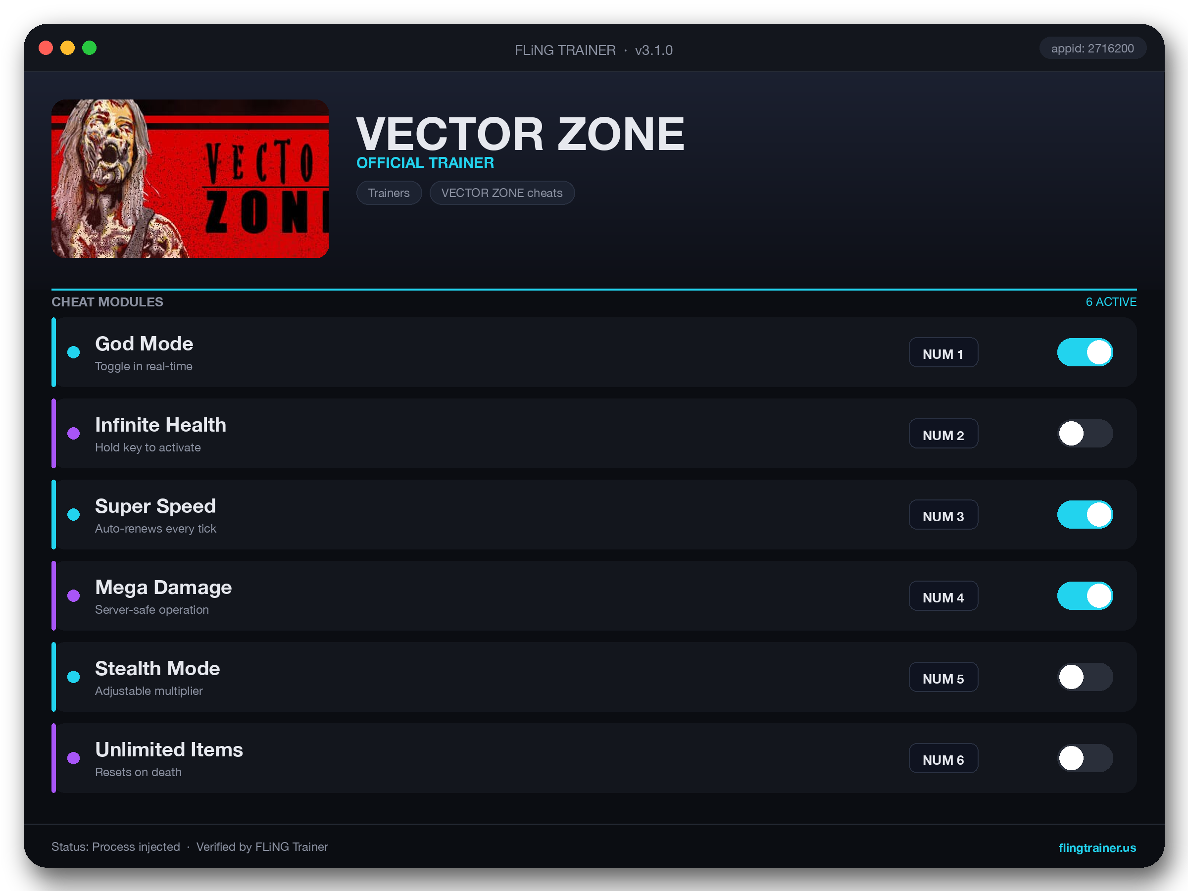 VECTOR ZONE Trainer interface
