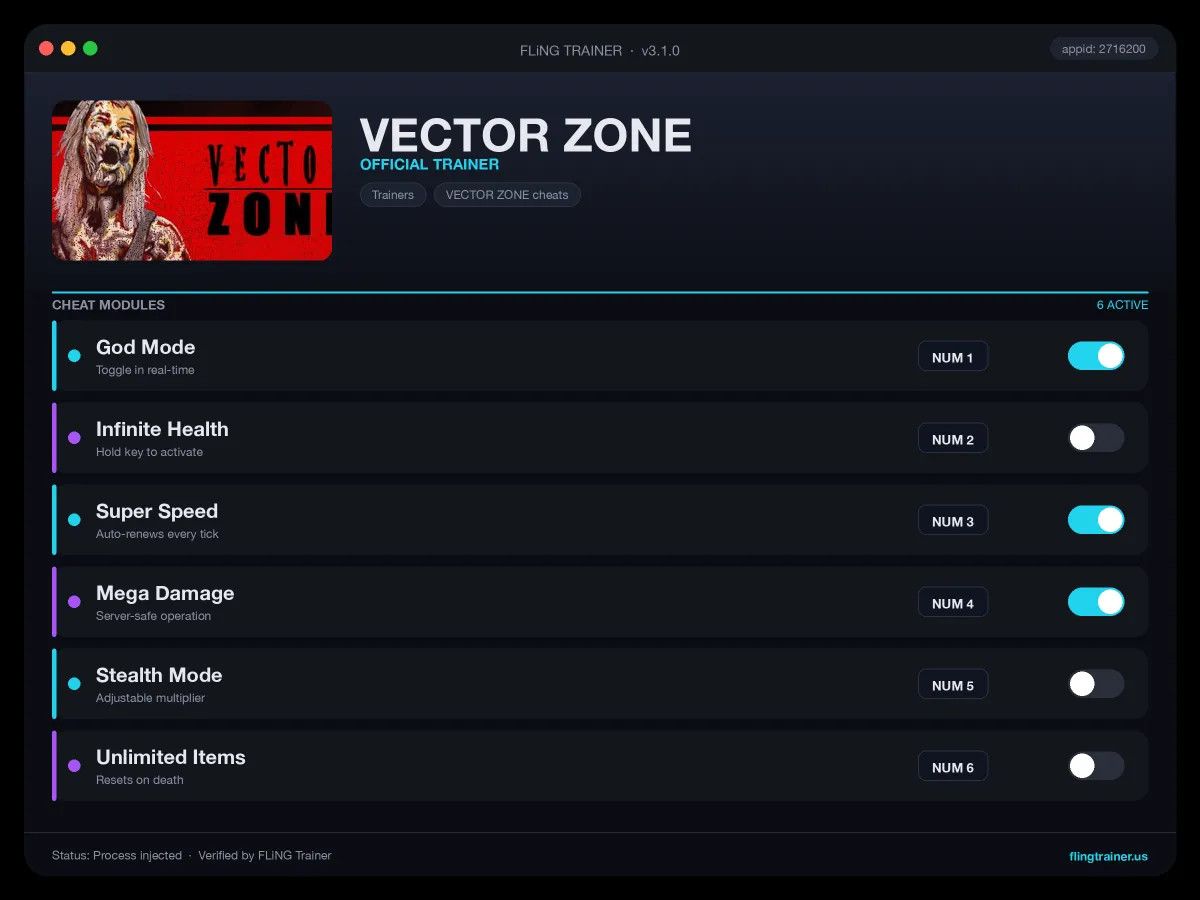 VECTOR ZONE Trainer interface