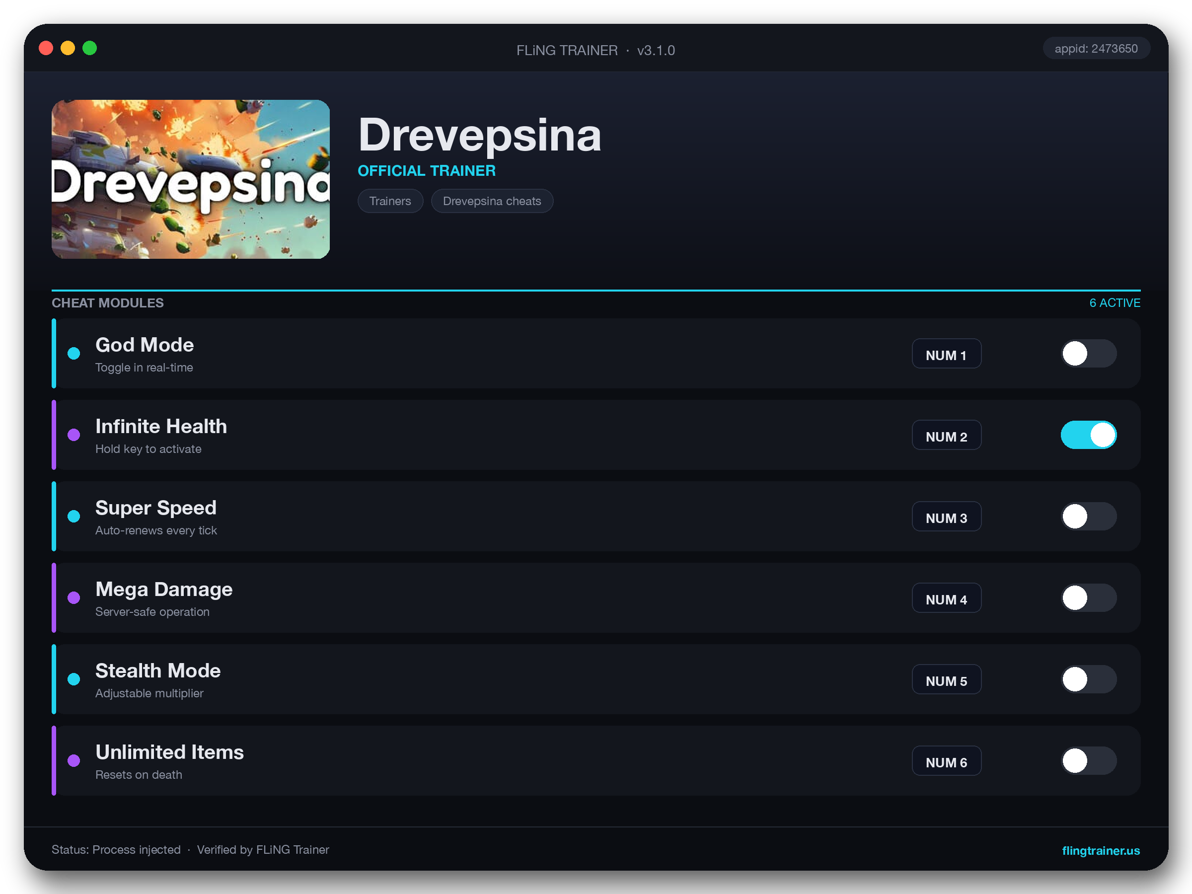 Drevepsina Trainer interface