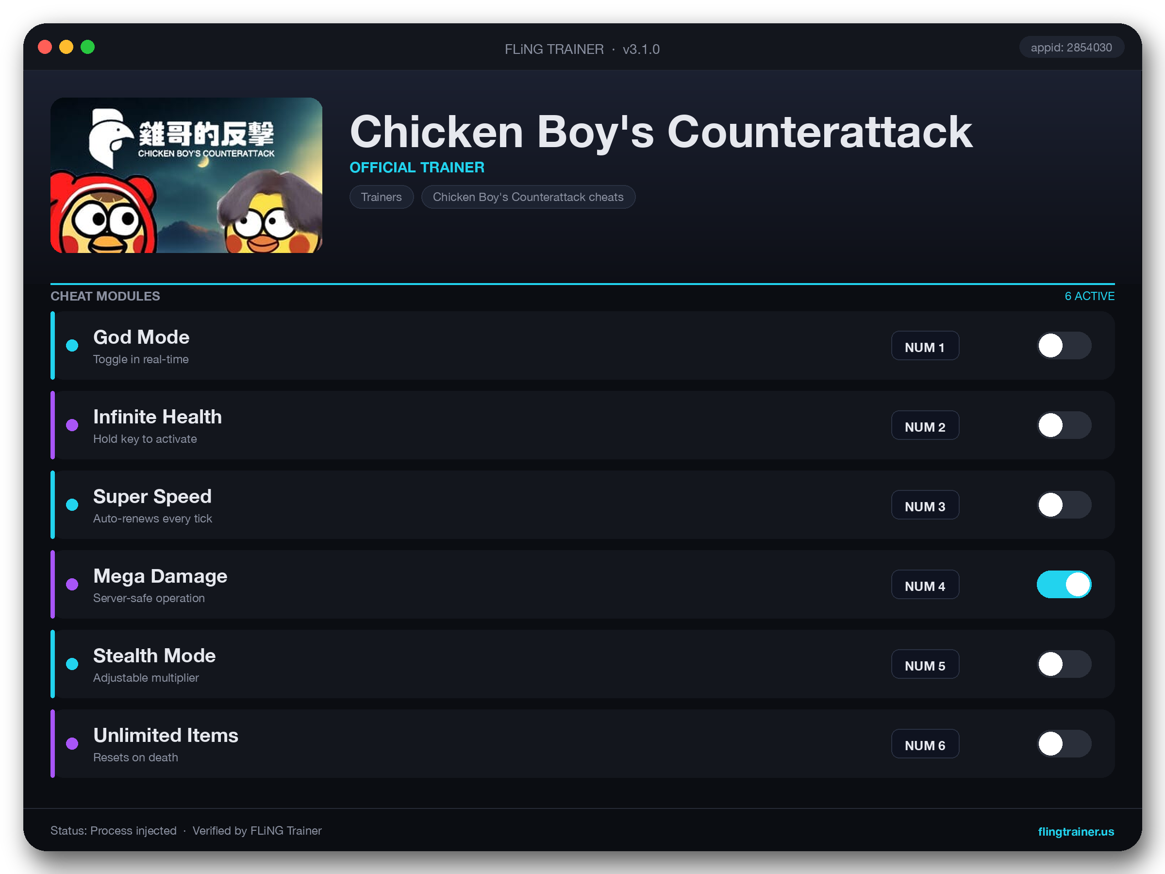 Chicken Boy's Counterattack Trainer interface