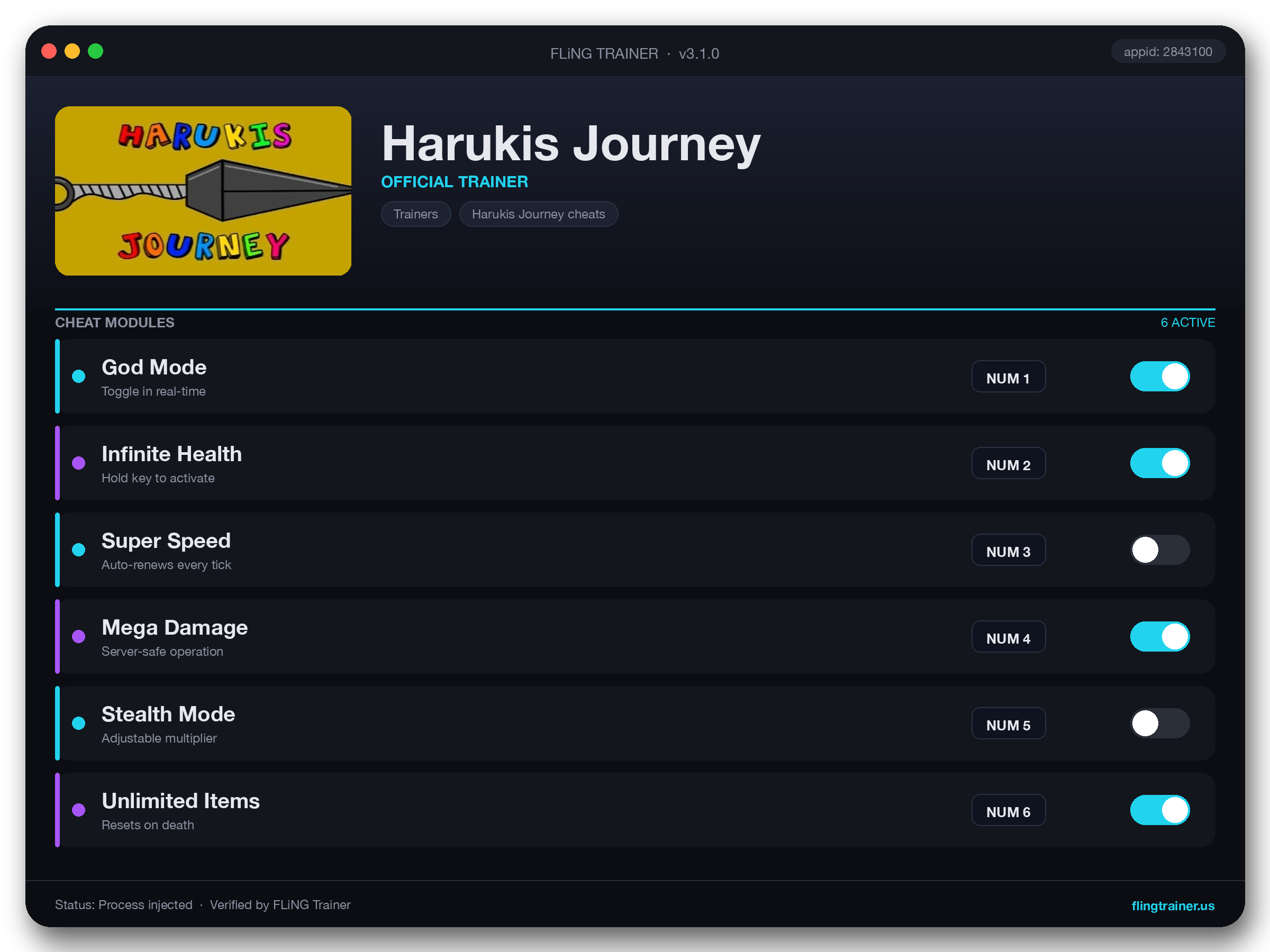 Harukis Journey Trainer interface