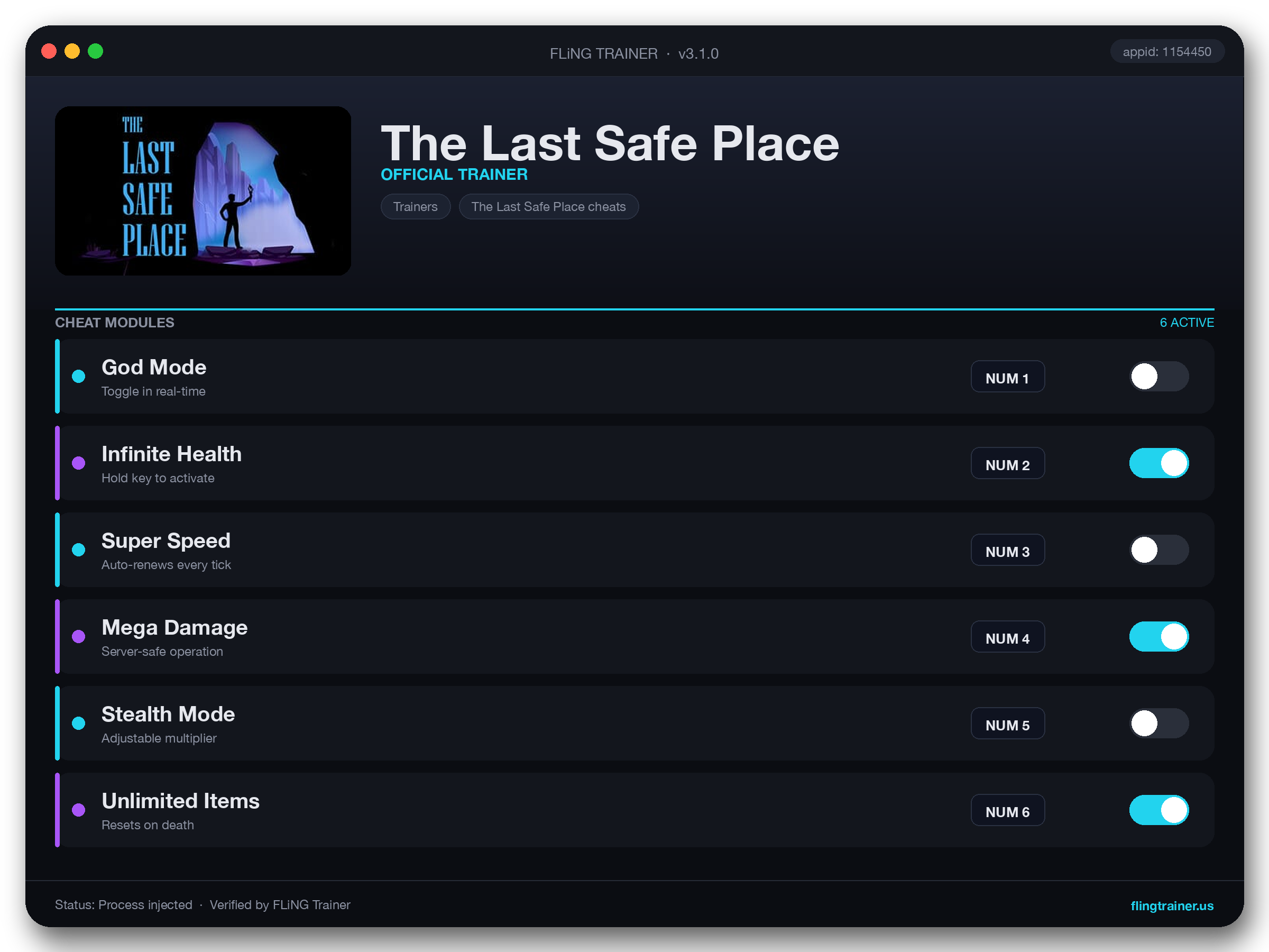 The Last Safe Place Trainer interface