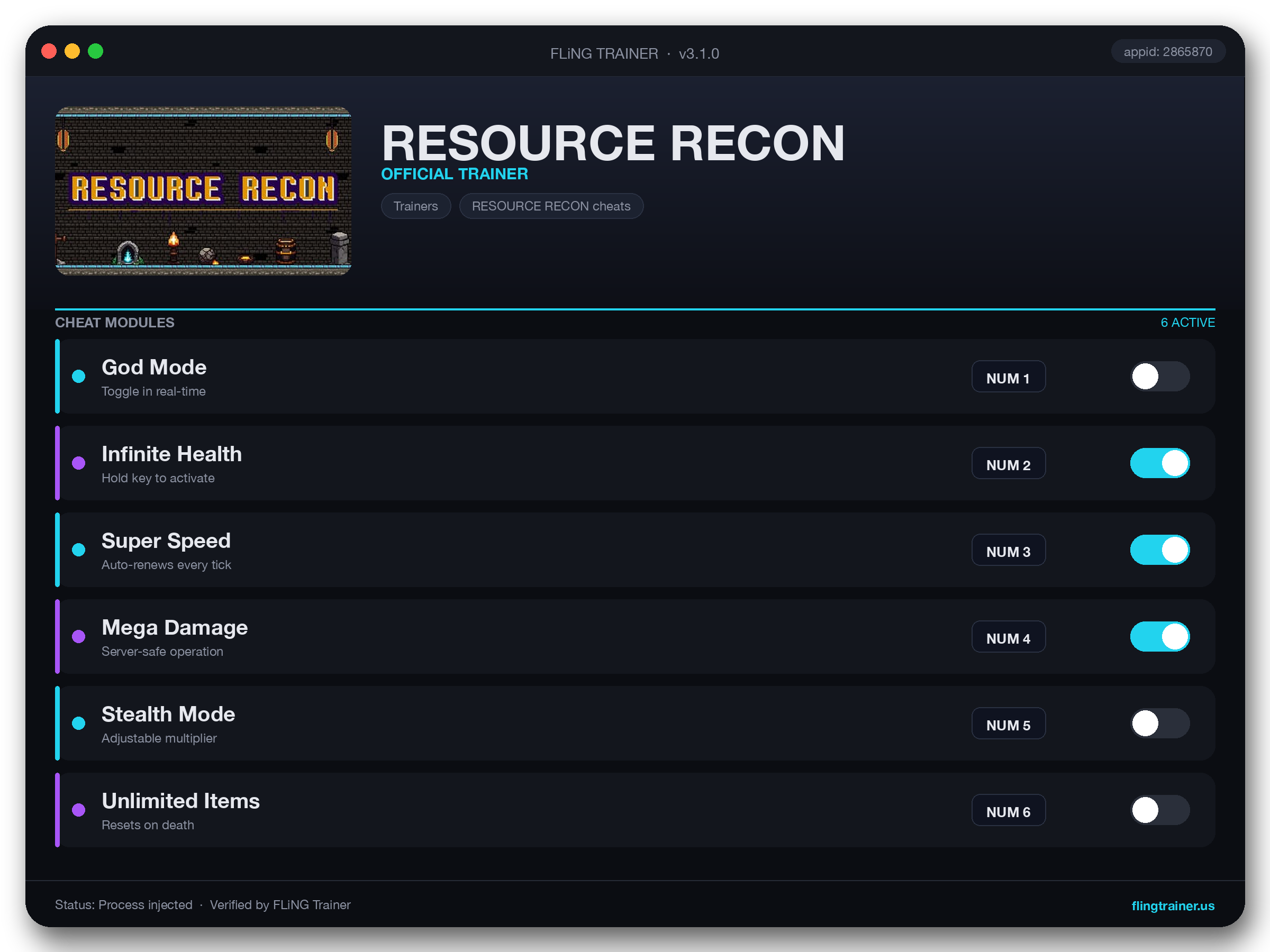 RESOURCE RECON Trainer interface