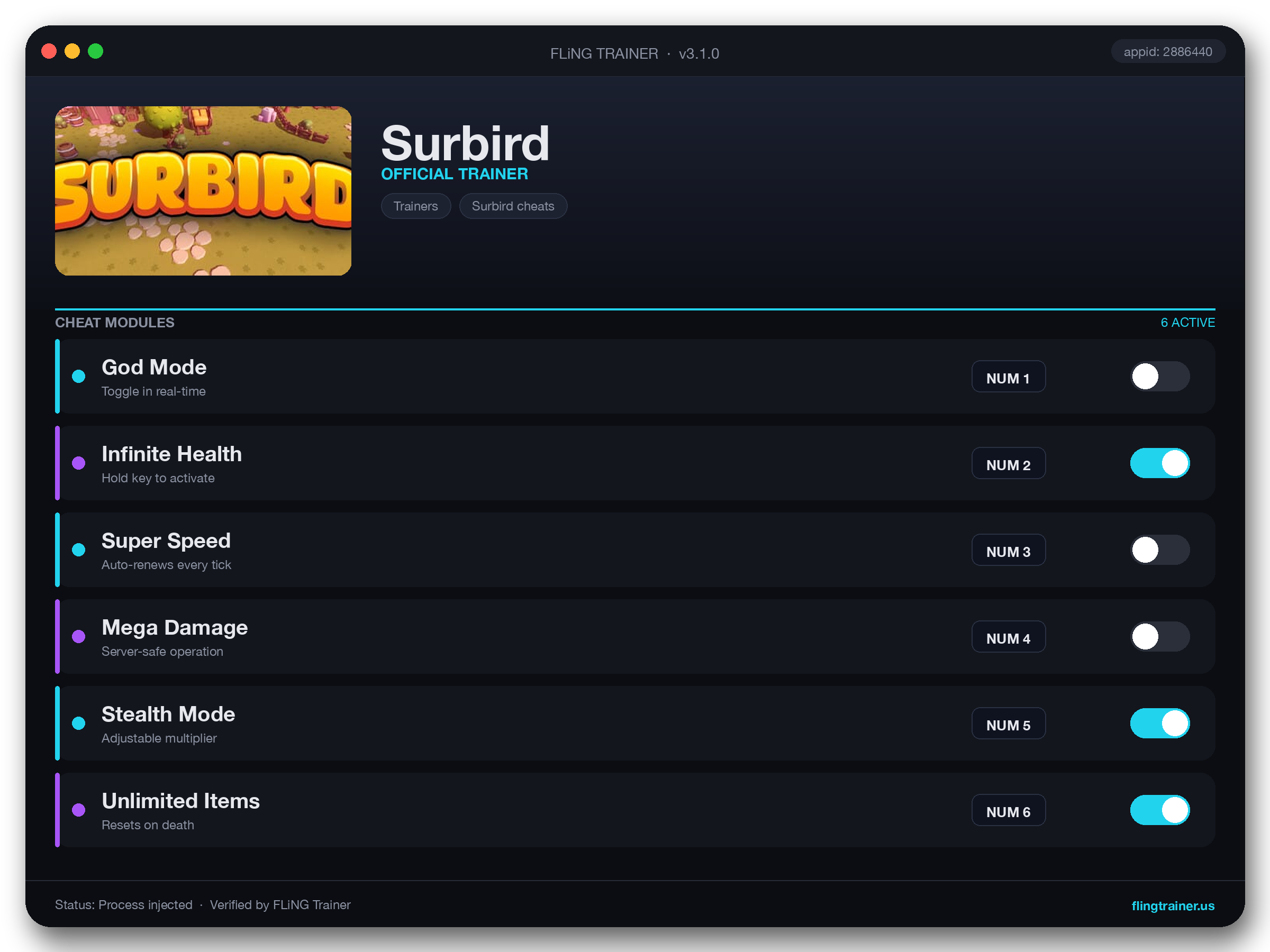 Surbird Trainer interface