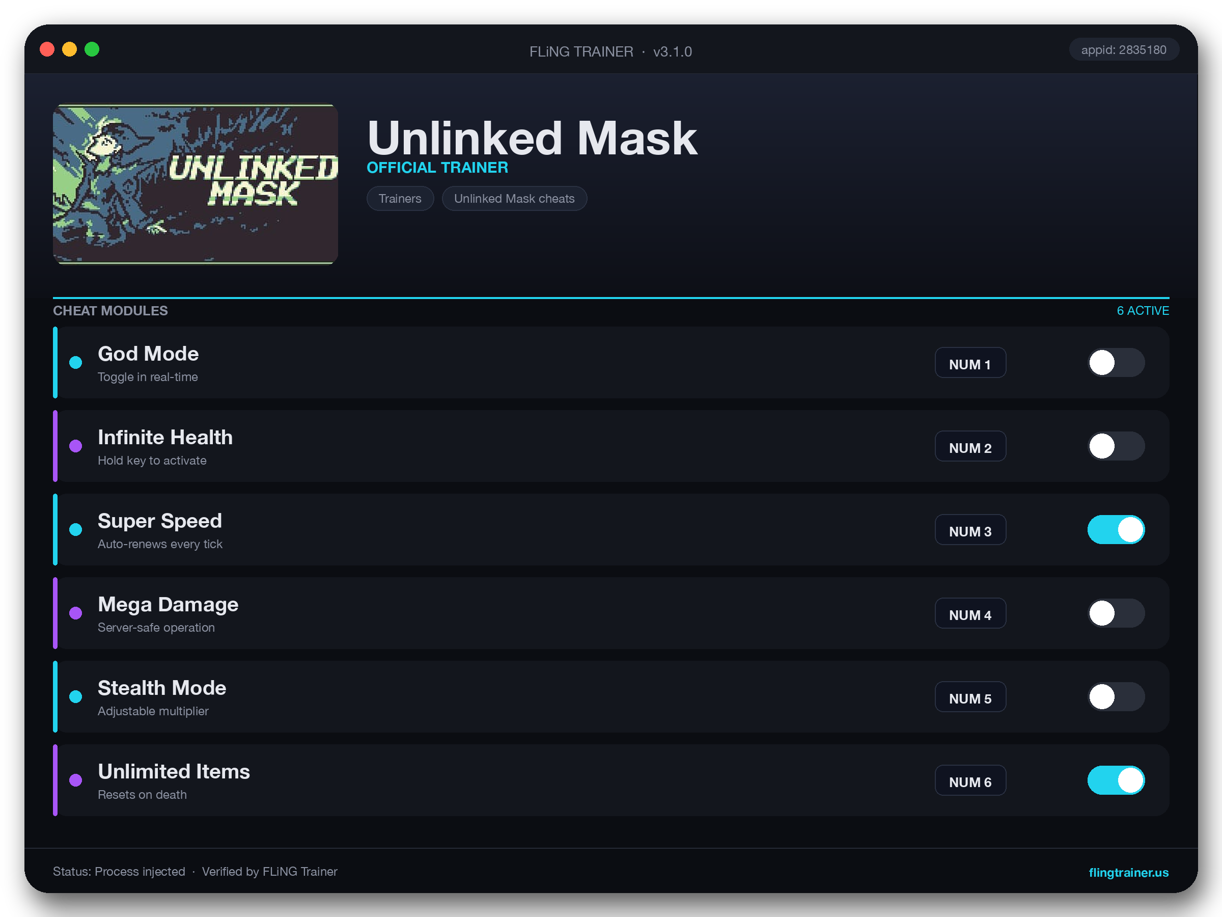 Unlinked Mask Trainer interface
