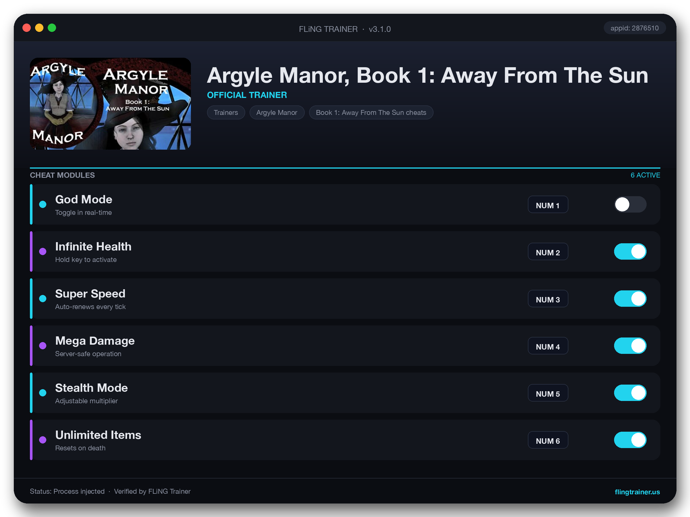 Argyle Manor, Book 1: Away From The Sun Trainer interface