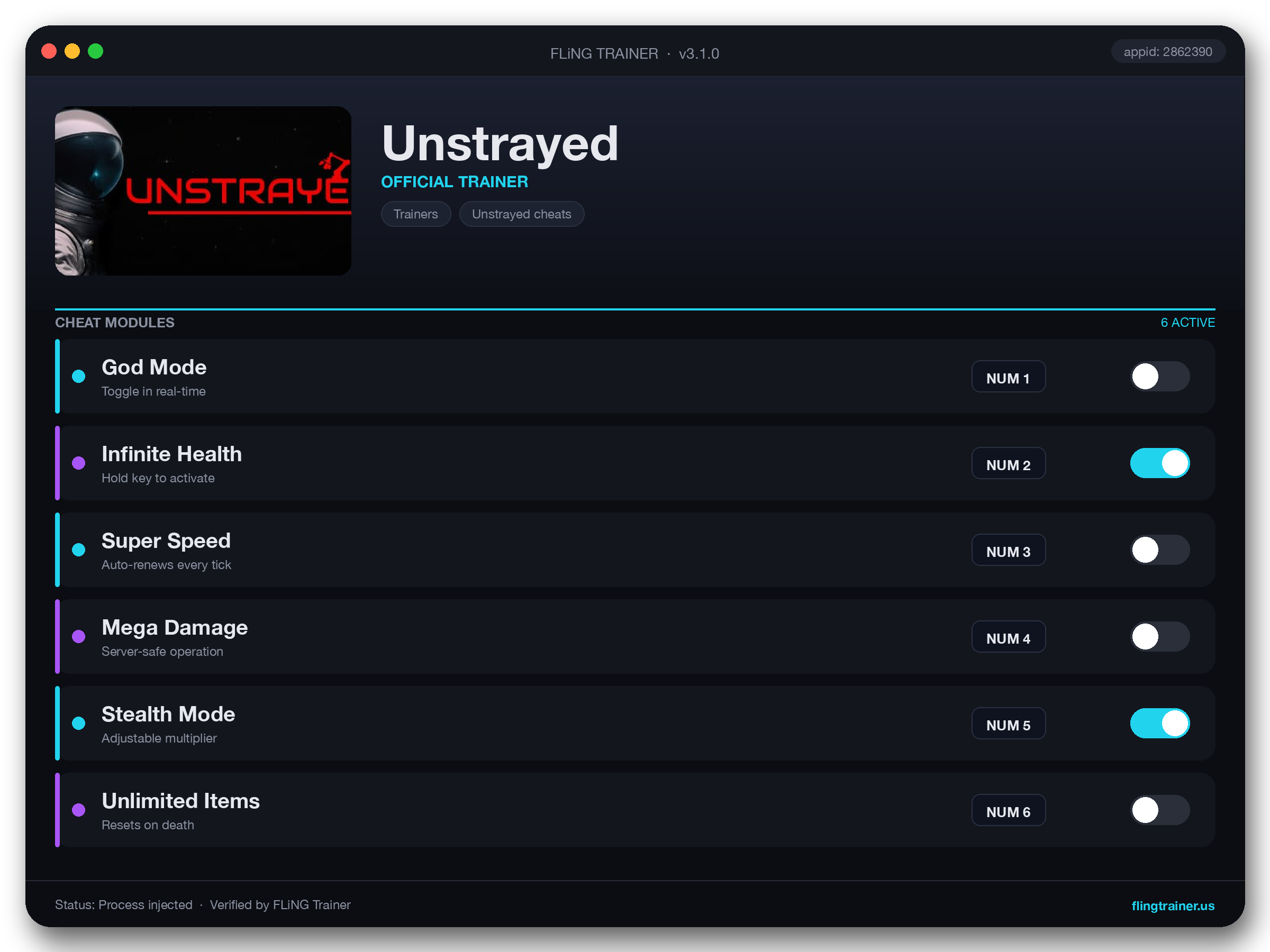 Unstrayed Trainer interface