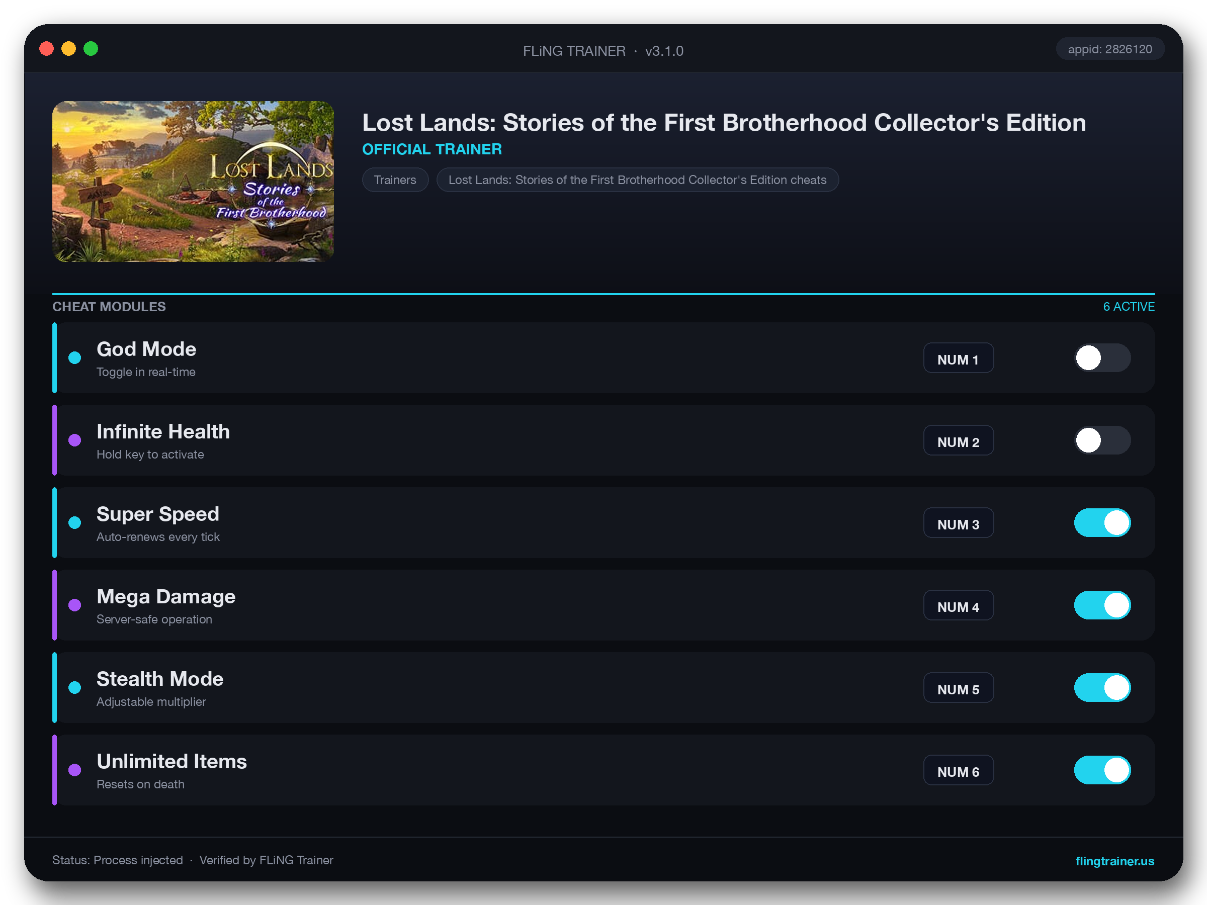 Lost Lands: Stories of the First Brotherhood Collector's Edition Trainer interface