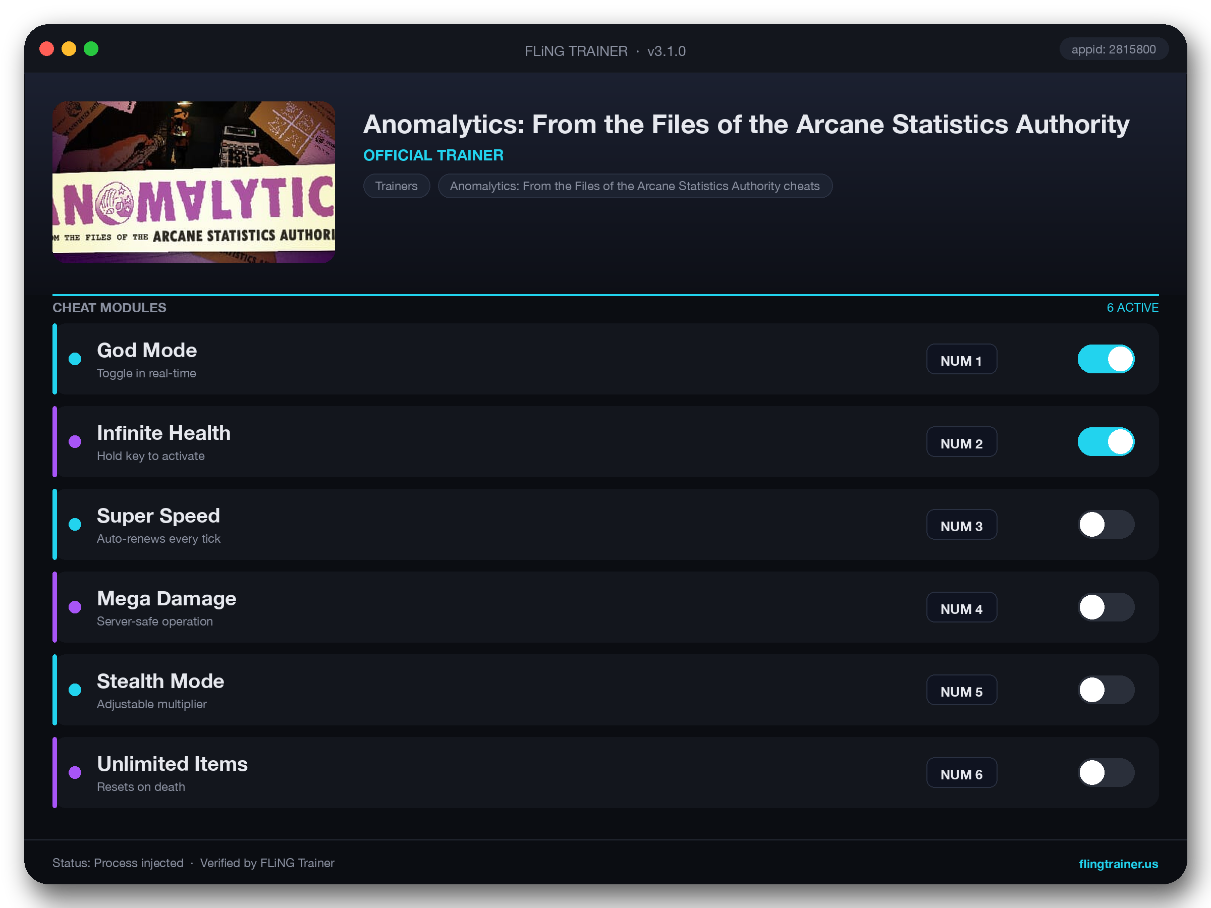 Anomalytics: From the Files of the Arcane Statistics Authority Trainer interface