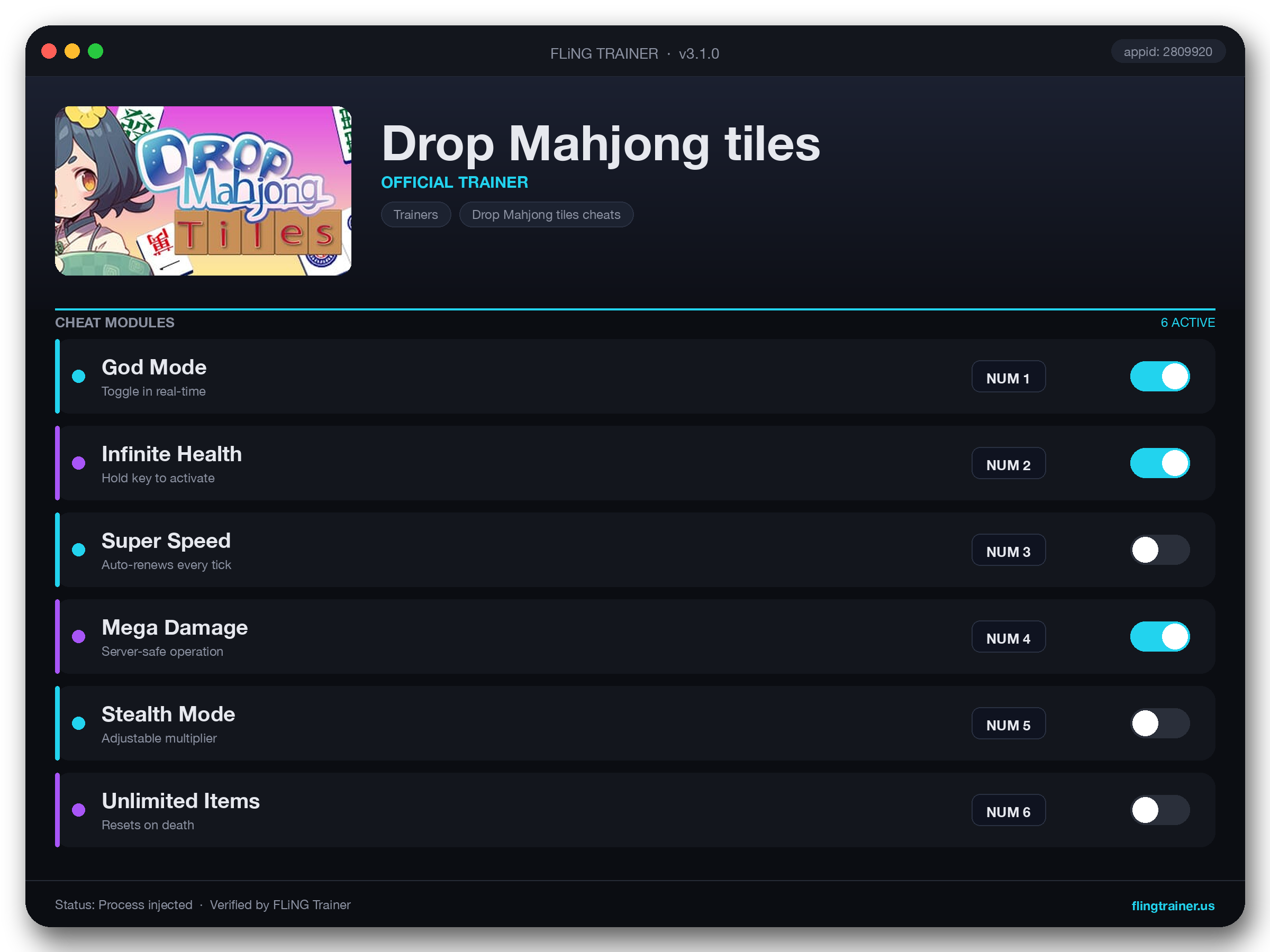 Drop Mahjong tiles Trainer interface