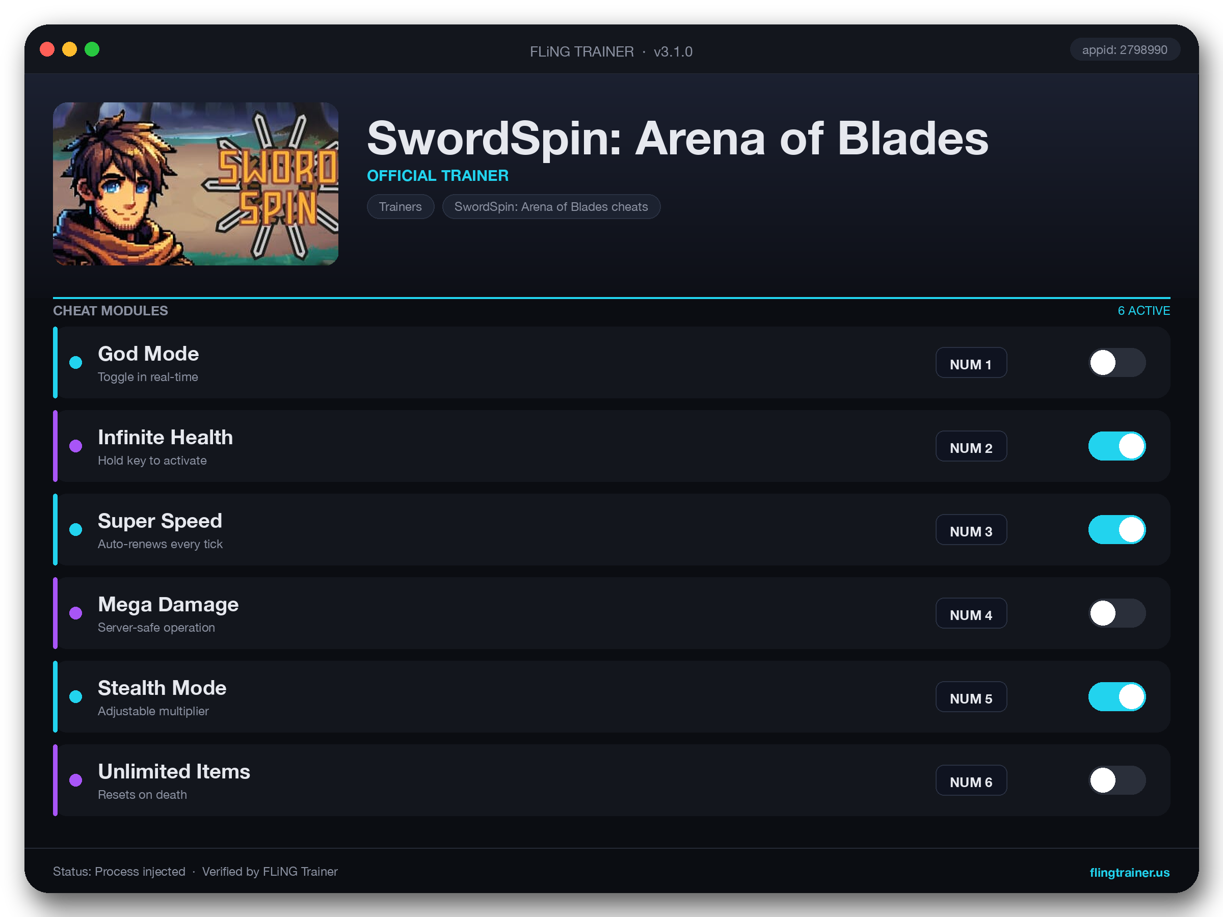 SwordSpin: Arena of Blades Trainer interface