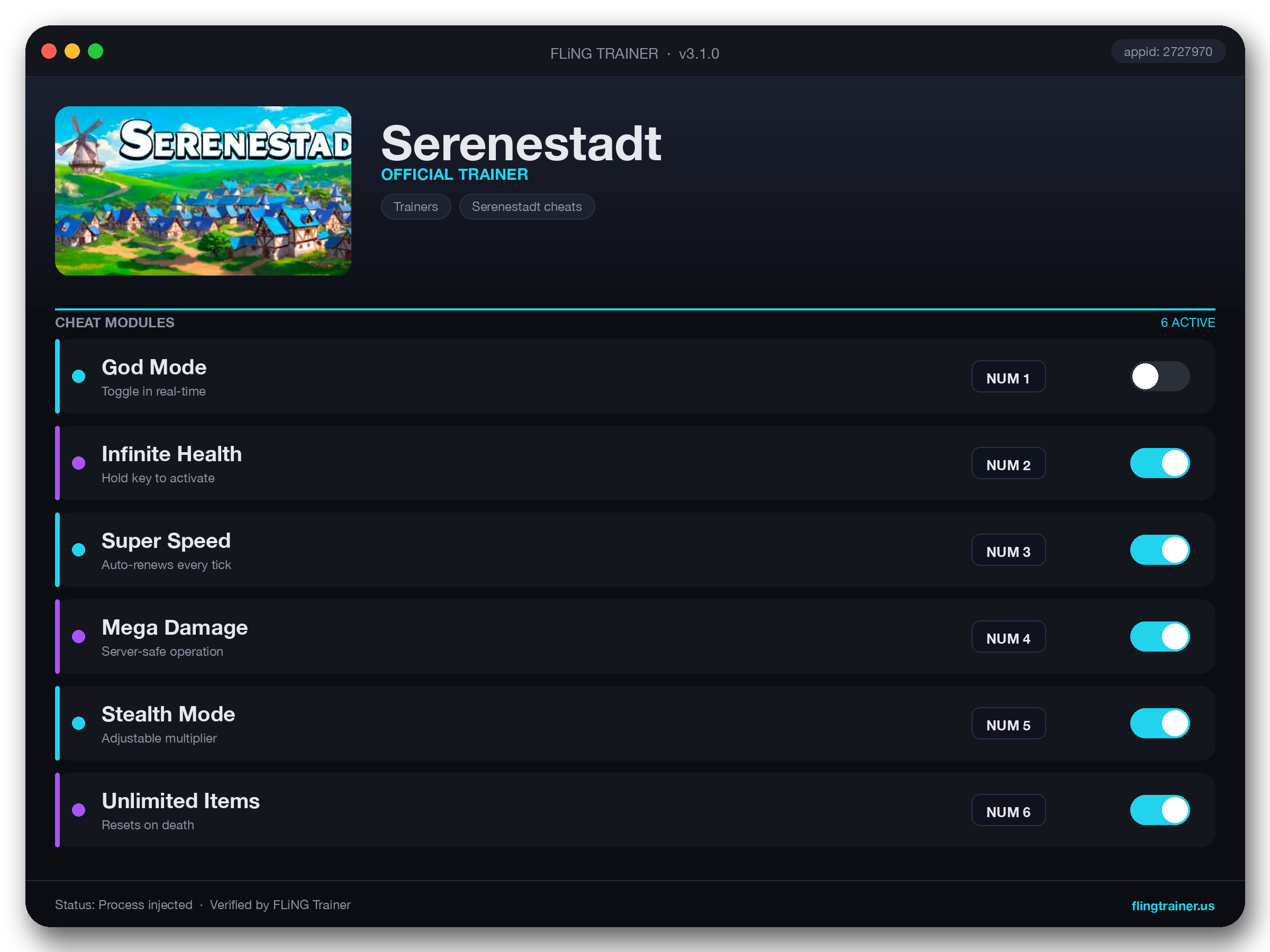 Serenestadt Trainer interface