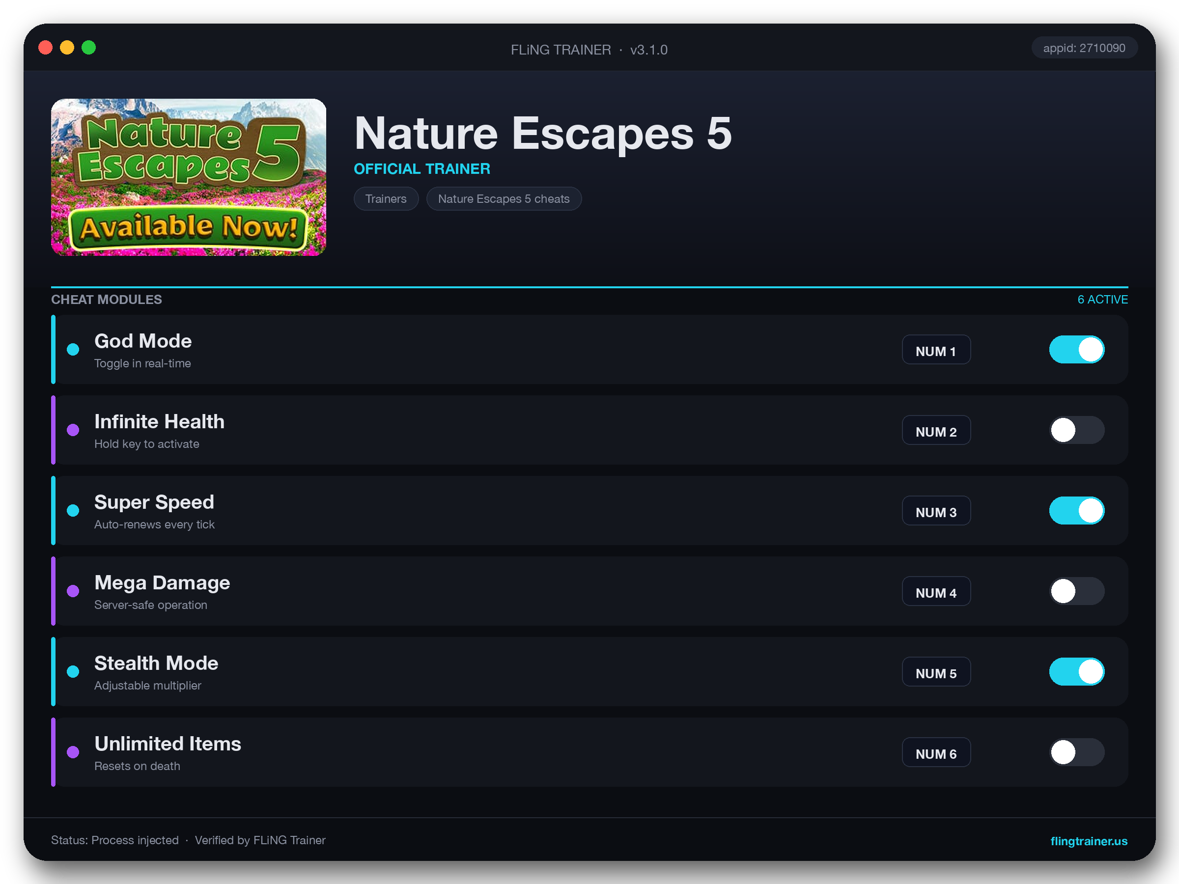 Nature Escapes 5 Trainer interface