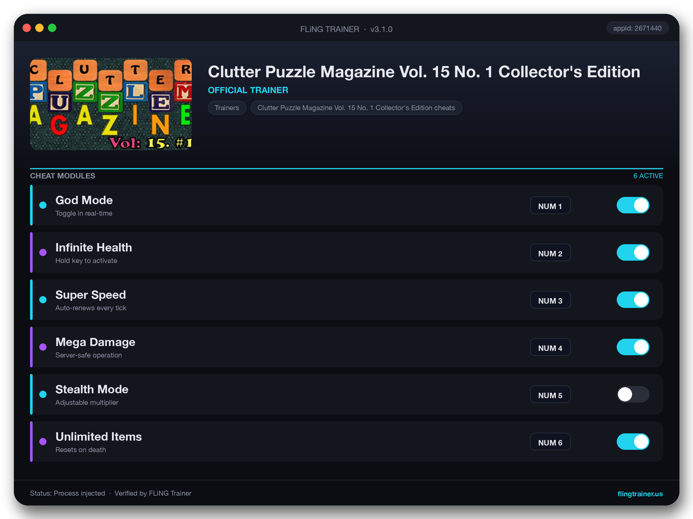 Clutter Puzzle Magazine Vol. 15 No. 1 Collector's Edition Trainer interface