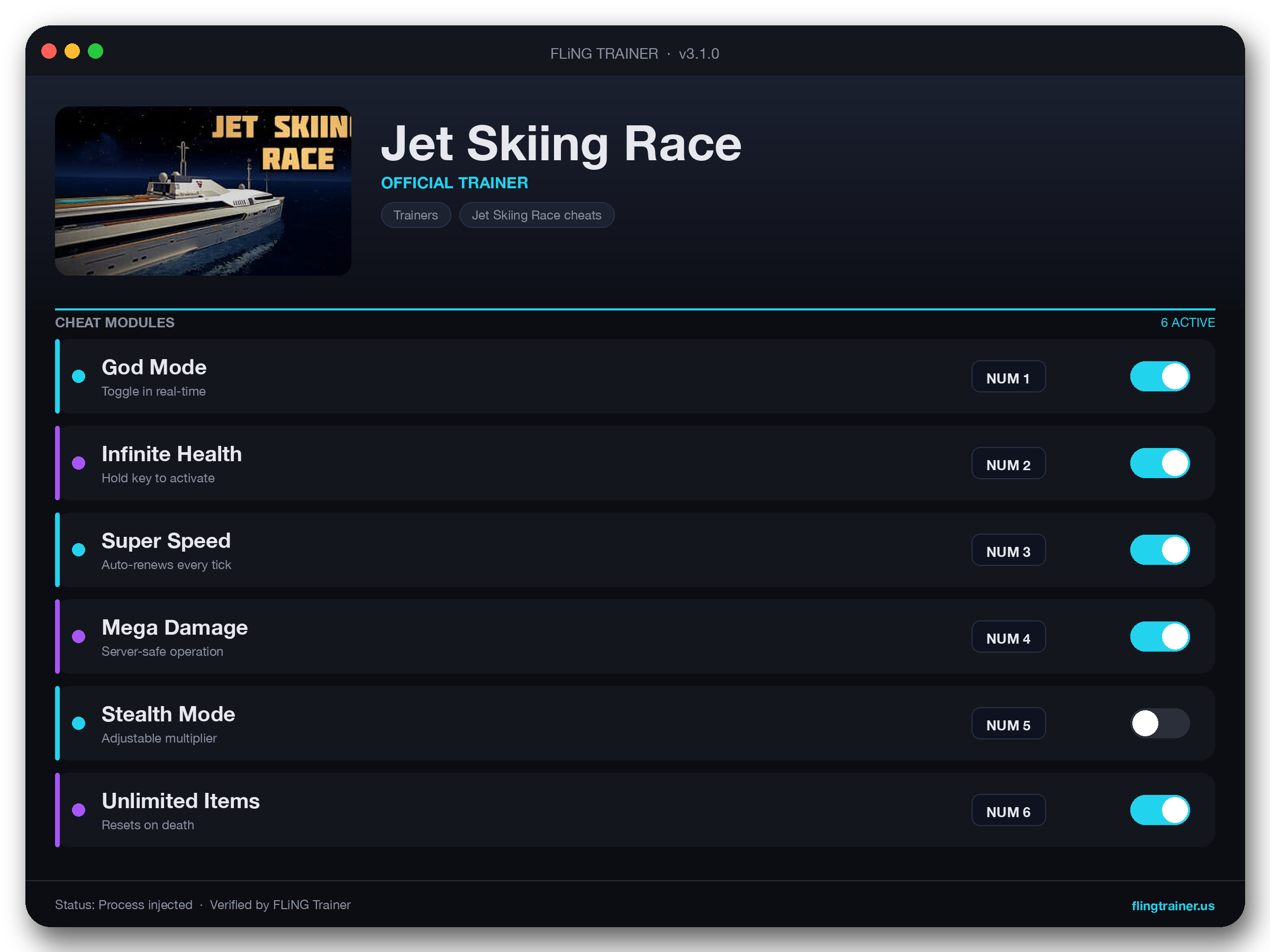 Jet Skiing Race Trainer interface
