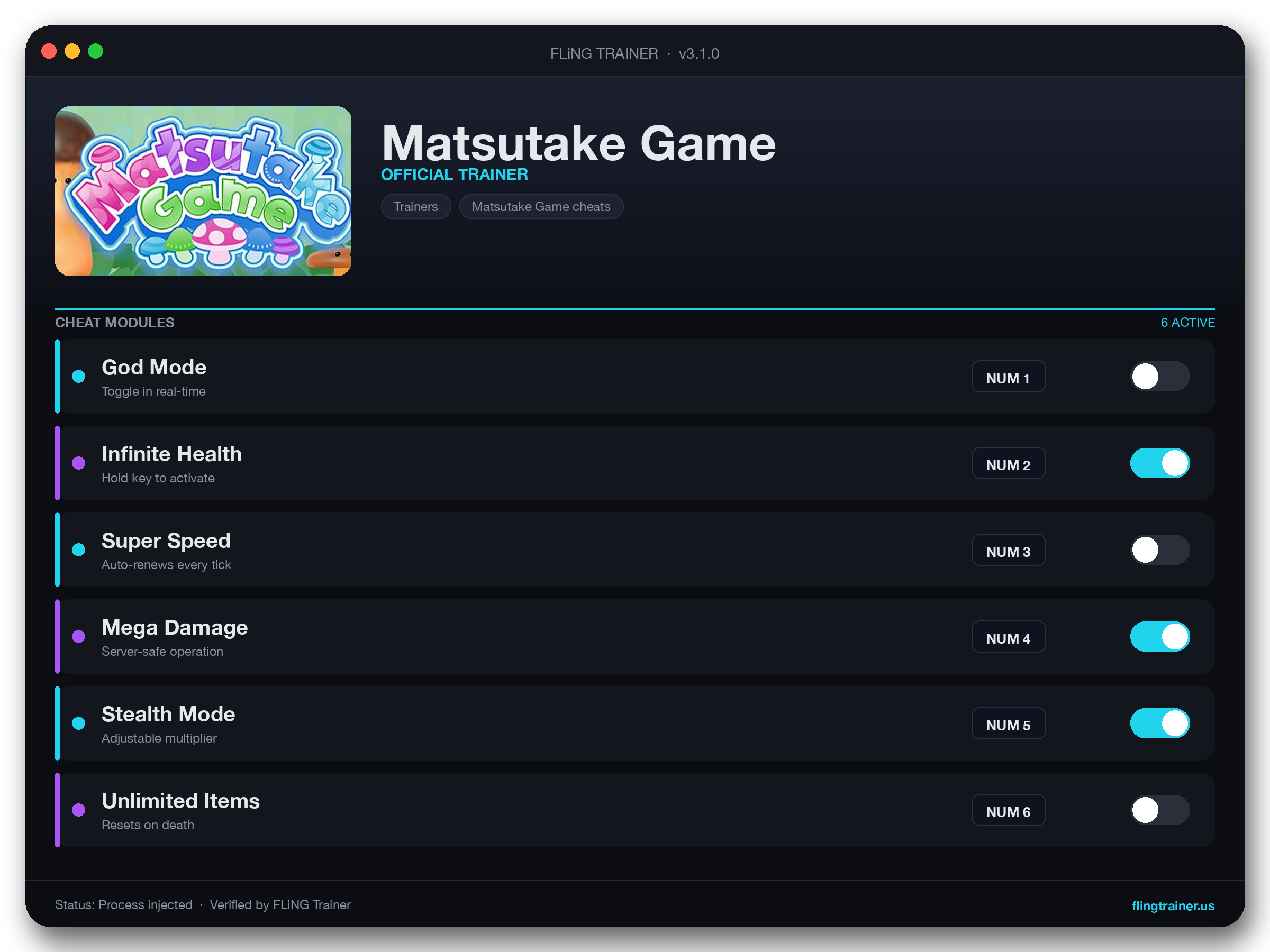 Matsutake Game Trainer interface