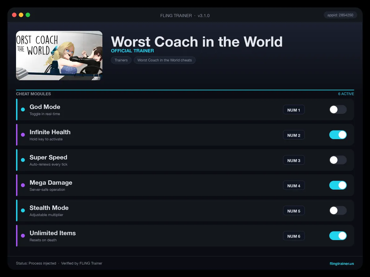Worst Coach in the World Trainer interface