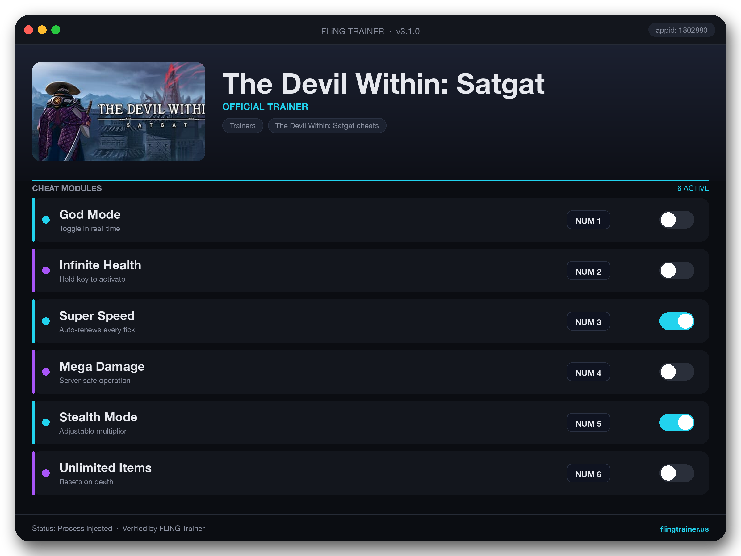 The Devil Within: Satgat Trainer interface