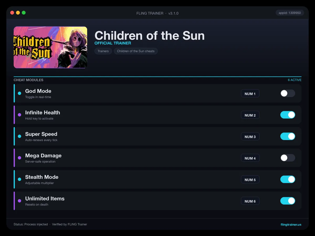 Children of the Sun Trainer interface