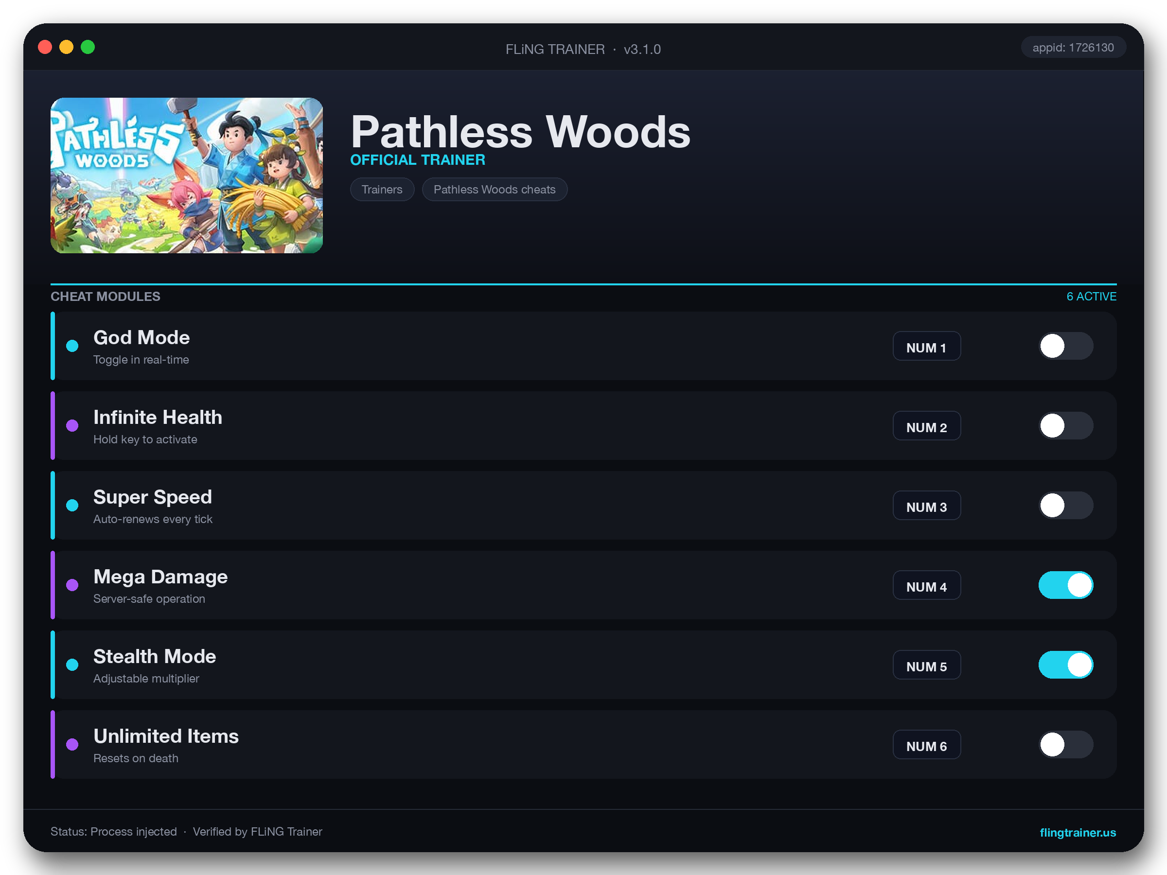 Pathless Woods Trainer interface