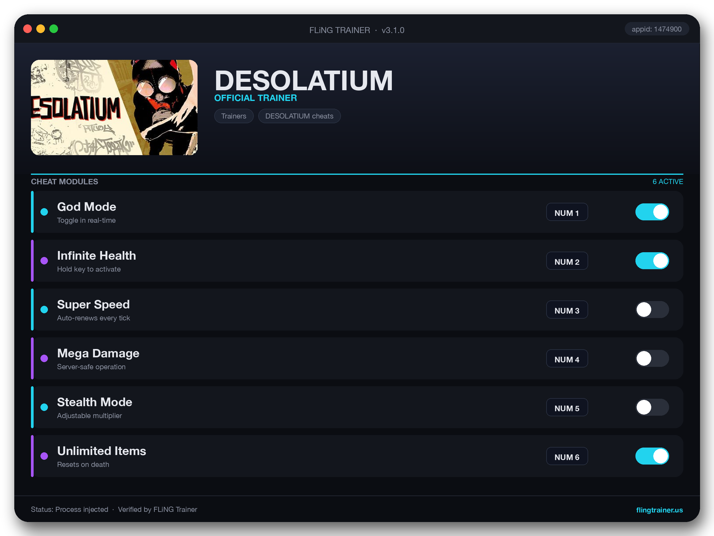 DESOLATIUM Trainer interface
