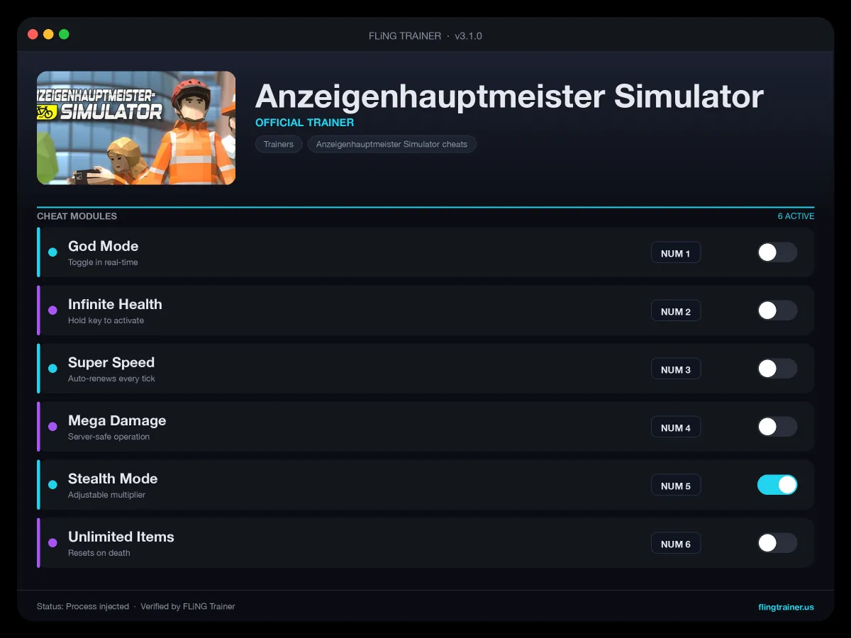 Anzeigenhauptmeister Simulator Trainer interface