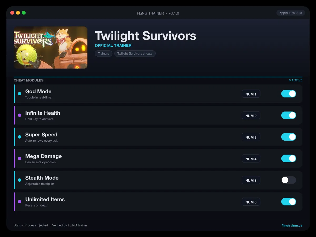 Twilight Survivors Trainer interface